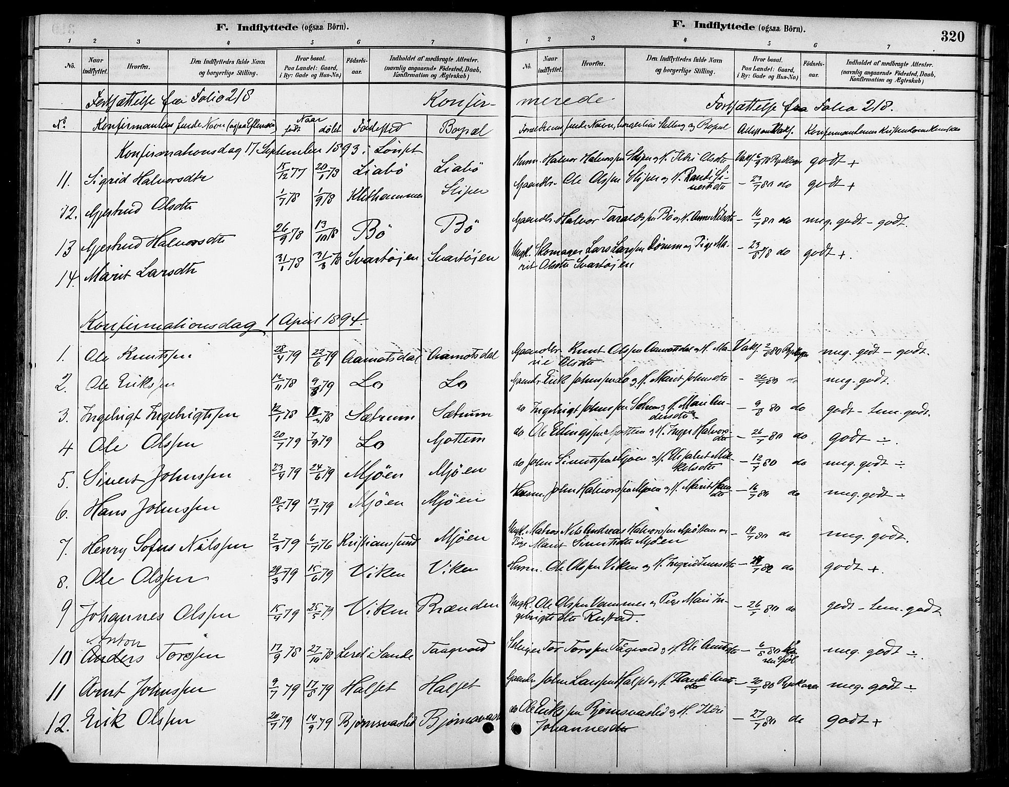 Ministerialprotokoller, klokkerbøker og fødselsregistre - Sør-Trøndelag, SAT/A-1456/678/L0901: Parish register (official) no. 678A10, 1881-1894, p. 320