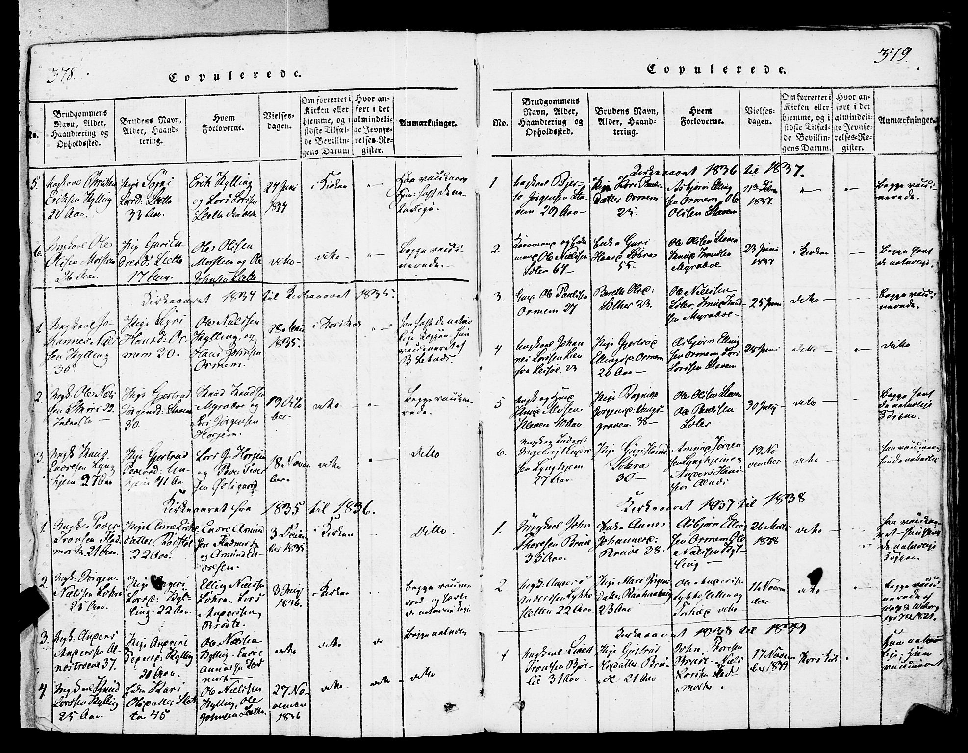 Ministerialprotokoller, klokkerbøker og fødselsregistre - Møre og Romsdal, SAT/A-1454/546/L0593: Parish register (official) no. 546A01, 1818-1853, p. 378-379