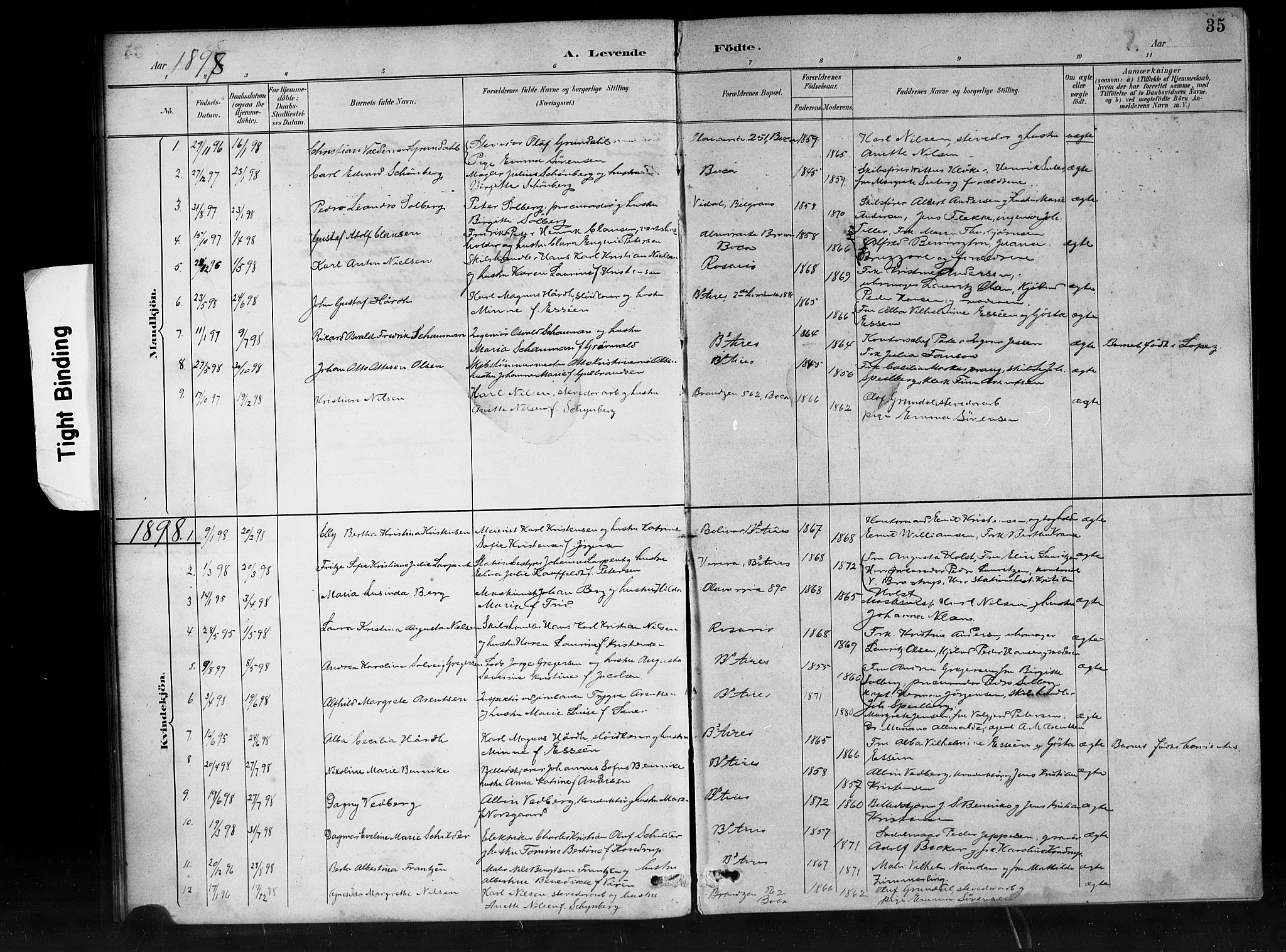 Den norske sjømannsmisjon i utlandet/Syd-Amerika (Buenos Aires m.fl.), SAB/SAB/PA-0118/H/Ha/L0001: Parish register (official) no. A 1, 1888-1898, p. 35