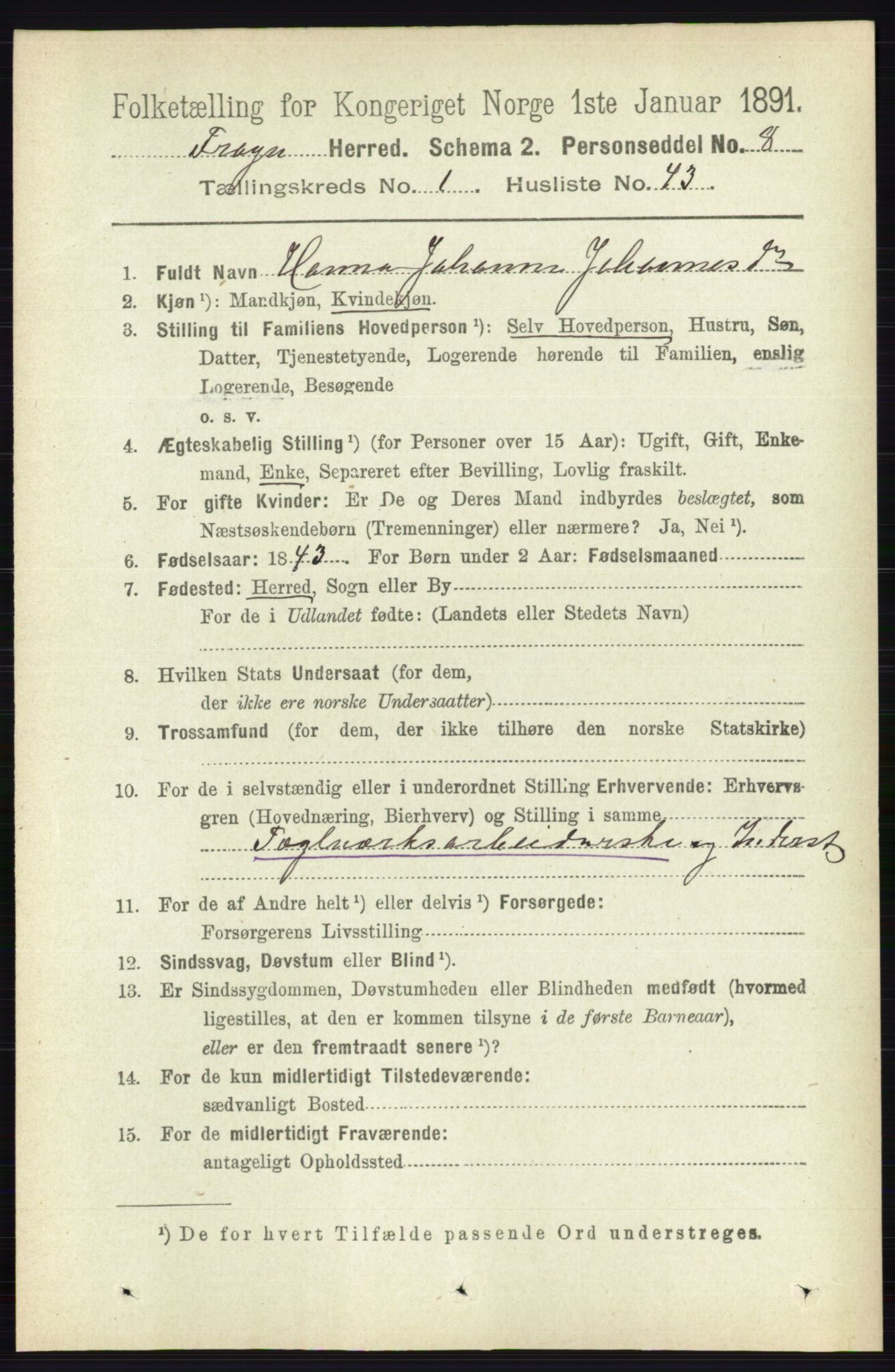 RA, 1891 census for 0215 Frogn, 1891, p. 666