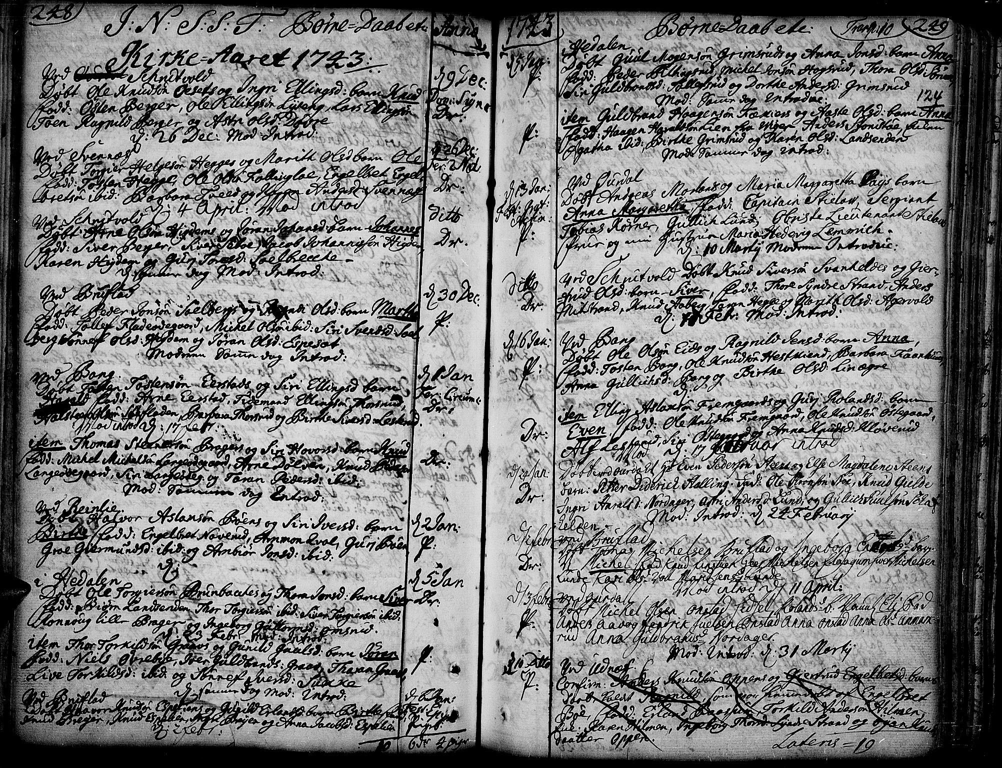 Aurdal prestekontor, AV/SAH-PREST-126/H/Ha/Haa/L0004: Parish register (official) no. 4, 1730-1762, p. 248-249
