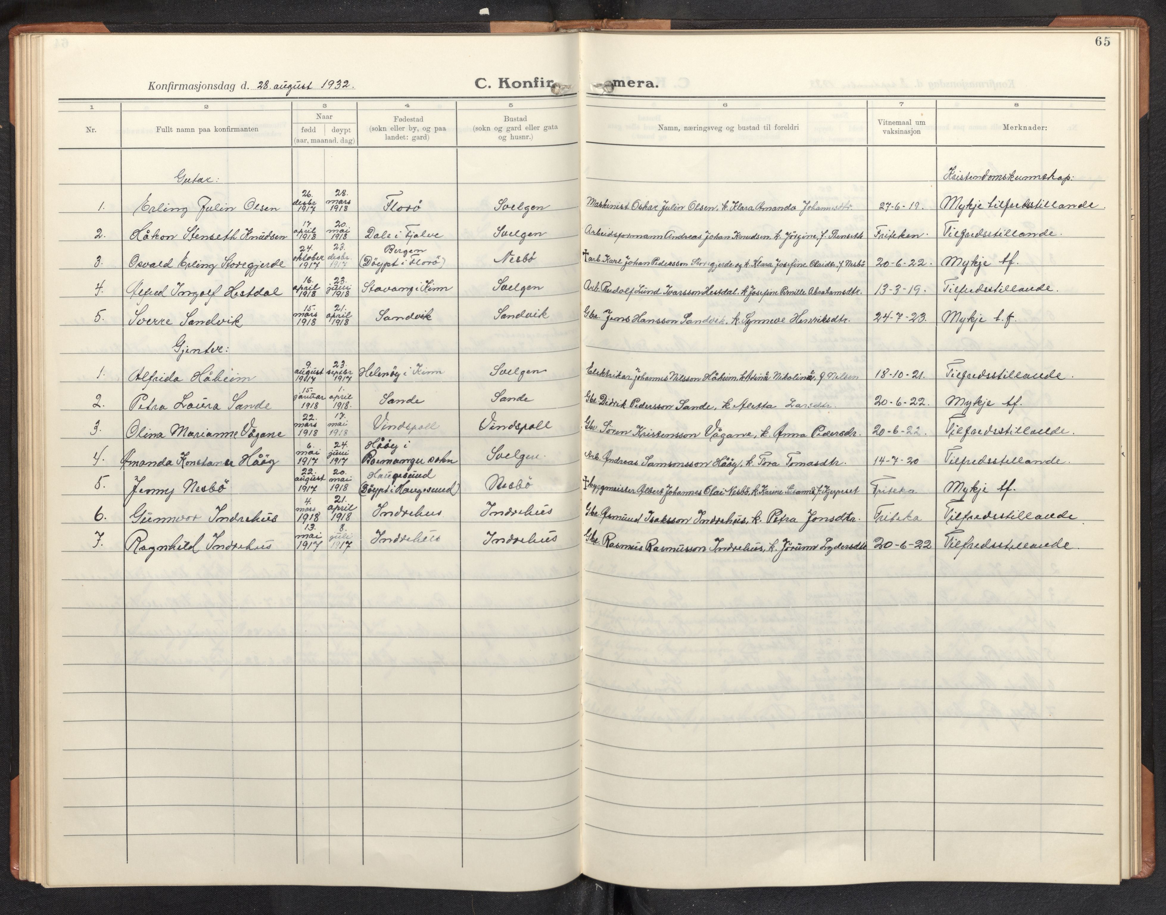 Davik sokneprestembete, SAB/A-79701/H/Hab/Habb/L0002: Parish register (copy) no. B 2, 1929-1951, p. 64b-65a