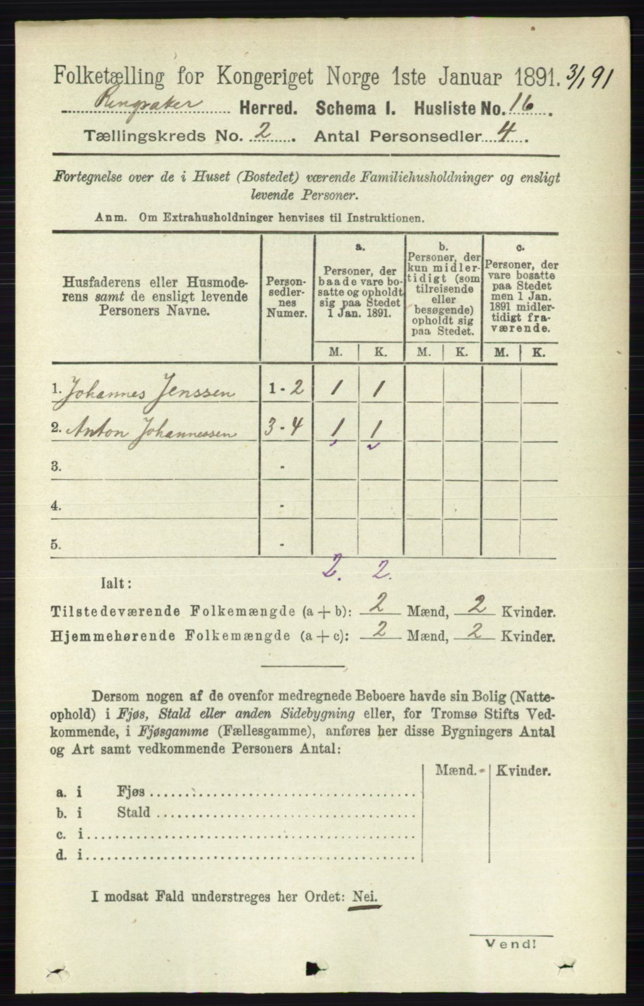 RA, 1891 census for 0412 Ringsaker, 1891, p. 763