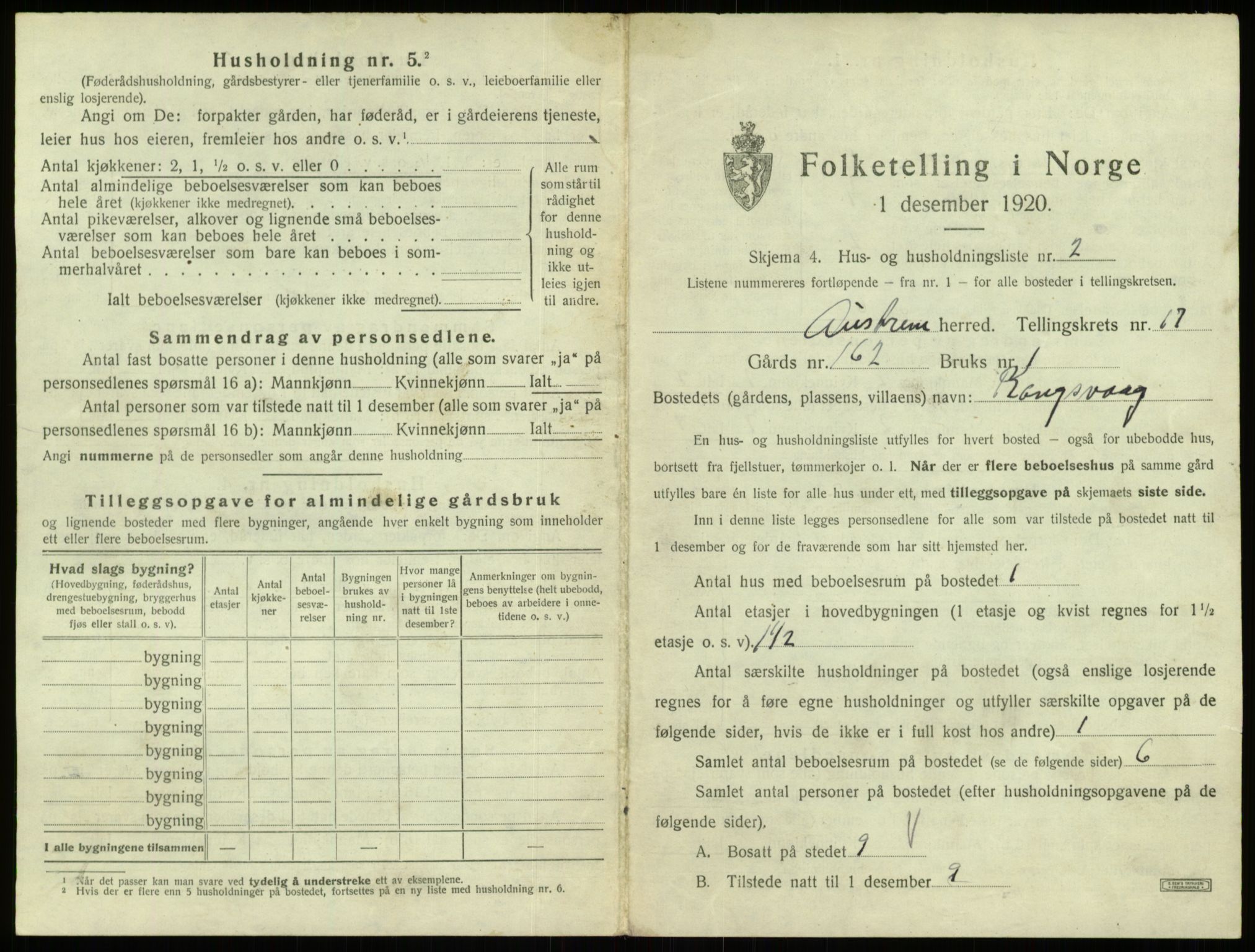 SAB, 1920 census for Austrheim, 1920, p. 769