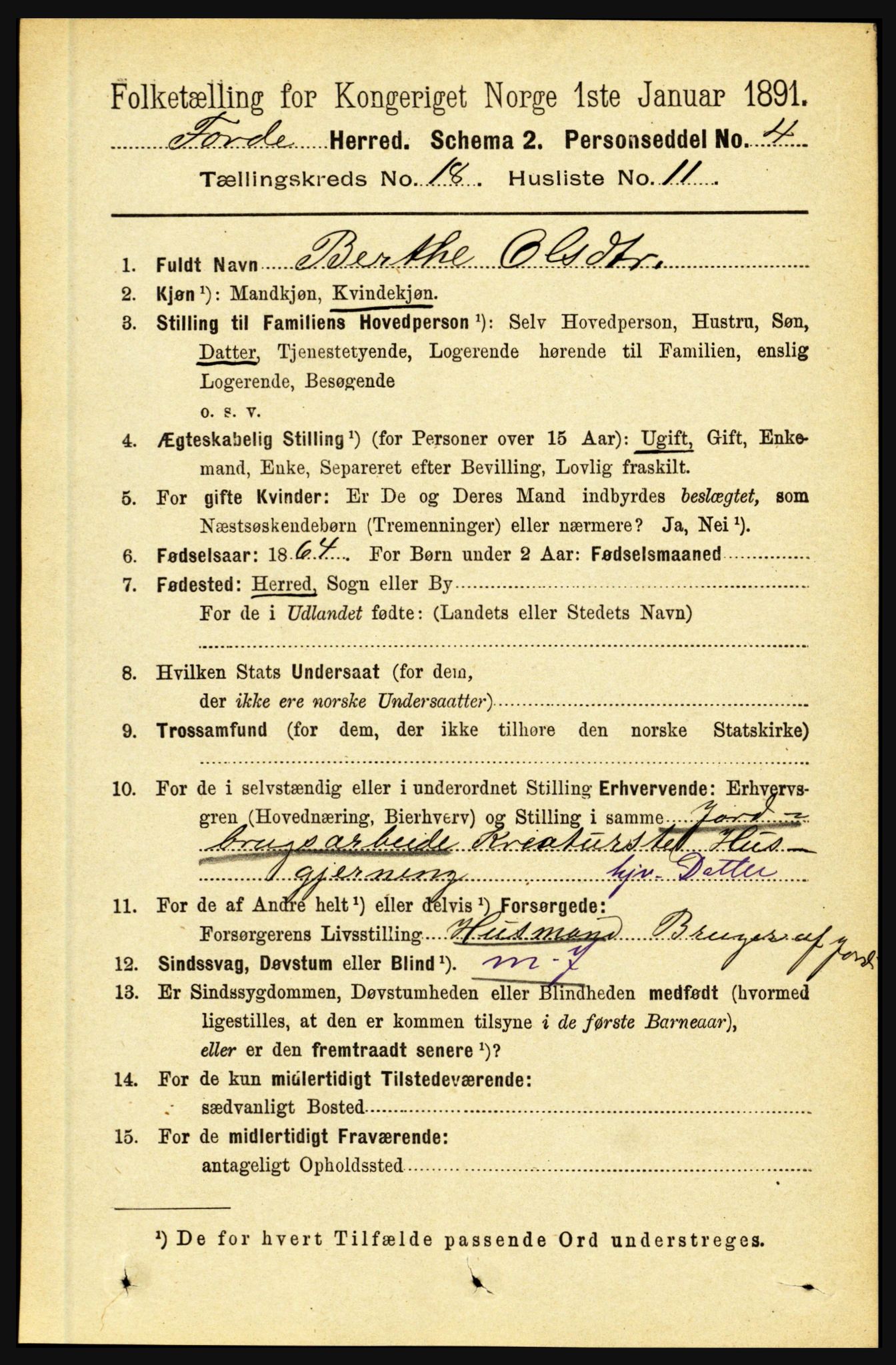 RA, 1891 census for 1432 Førde, 1891, p. 6441