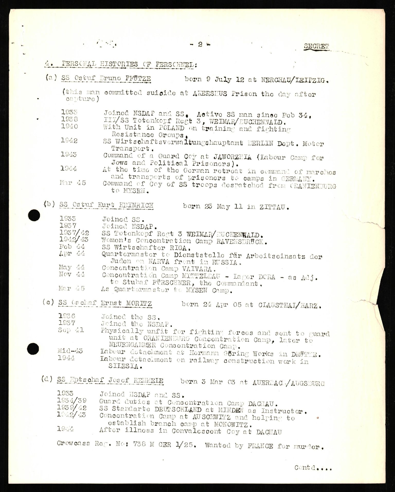 Forsvaret, Forsvarets overkommando II, AV/RA-RAFA-3915/D/Db/L0028: CI Questionaires. Tyske okkupasjonsstyrker i Norge. Tyskere., 1945-1946, p. 217