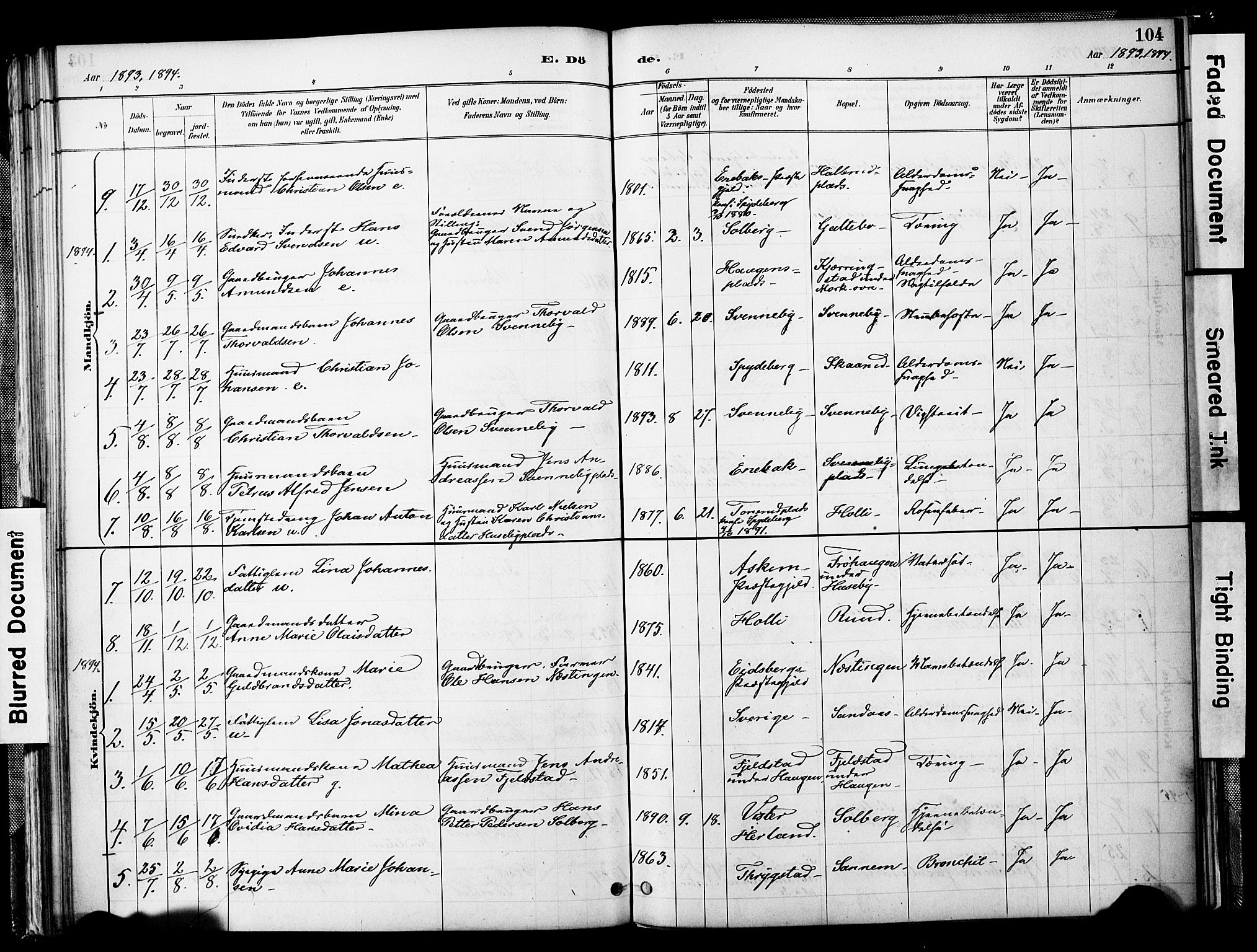 Spydeberg prestekontor Kirkebøker, AV/SAO-A-10924/F/Fb/L0001: Parish register (official) no. II 1, 1886-1907, p. 104