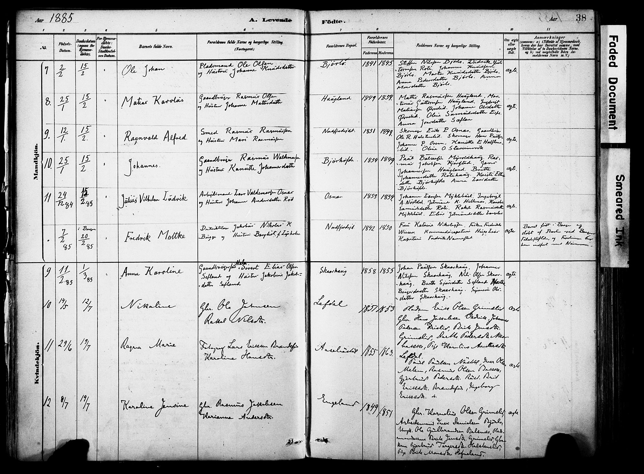 Eid sokneprestembete, AV/SAB-A-82301/H/Haa/Haab/L0001: Parish register (official) no. B 1, 1879-1906, p. 38