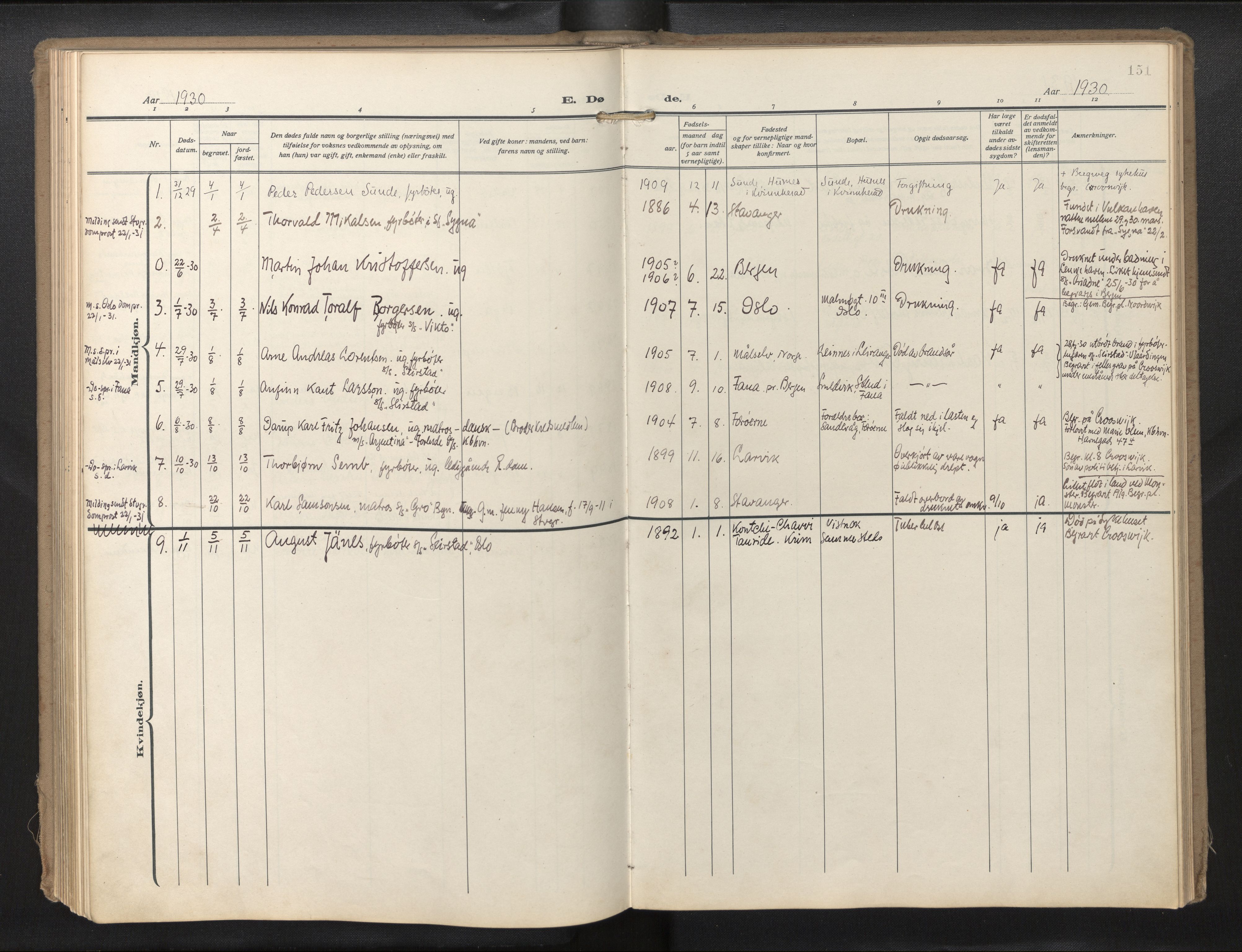 Den norske sjømannsmisjon i utlandet/Hollandske havner (Amsterdam-Rotterdam-Europort), SAB/SAB/PA-0106/H/Ha/Haa/L0004: Parish register (official) no. A 1, 1928-1956, p. 150b-151a