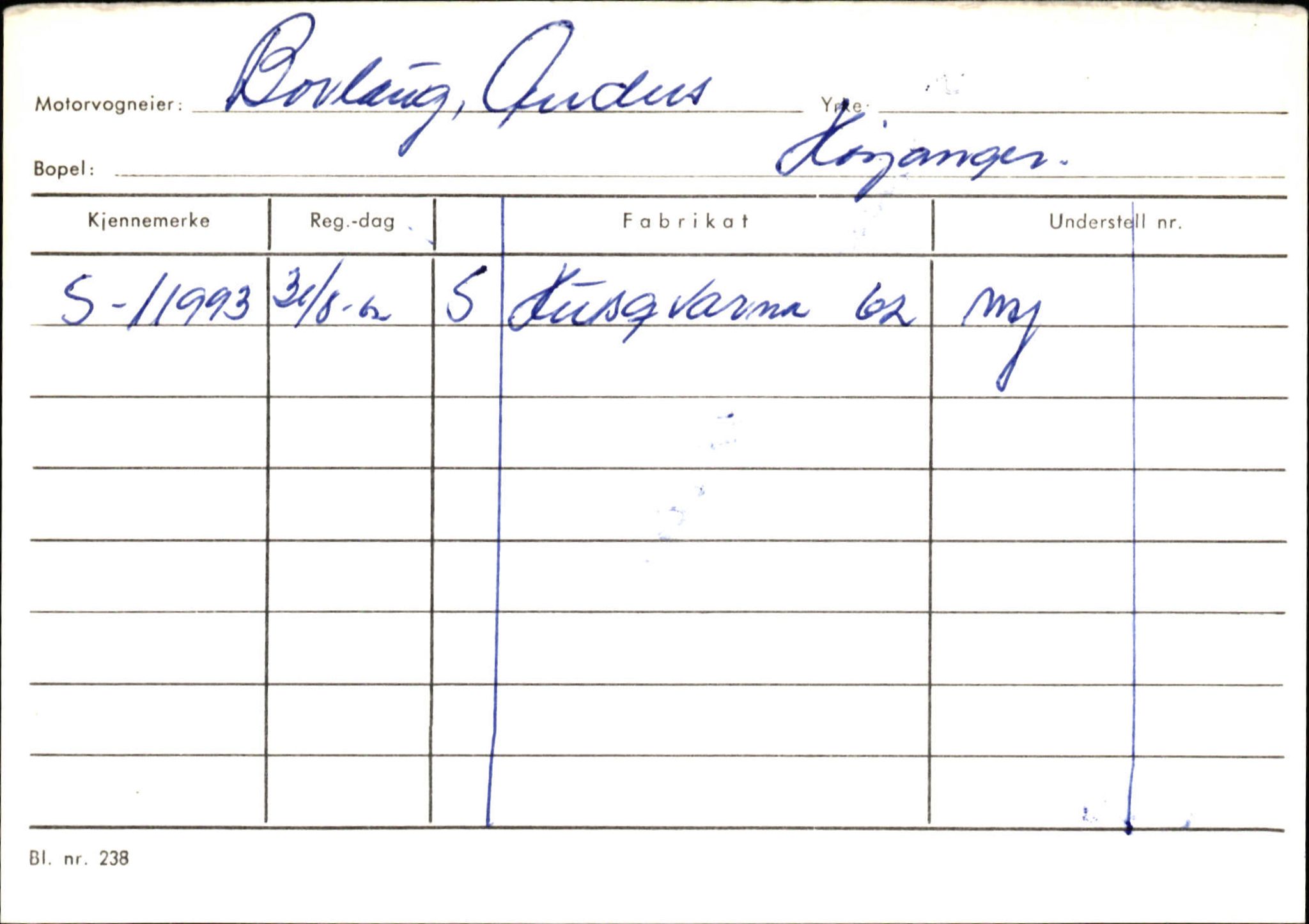 Statens vegvesen, Sogn og Fjordane vegkontor, SAB/A-5301/4/F/L0130: Eigarregister Eid T-Å. Høyanger A-O, 1945-1975, p. 675