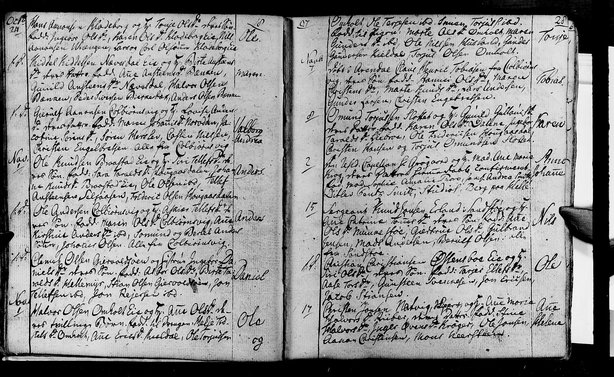 Øyestad sokneprestkontor, SAK/1111-0049/F/Fa/L0011: Parish register (official) no. A 11, 1805-1824, p. 28