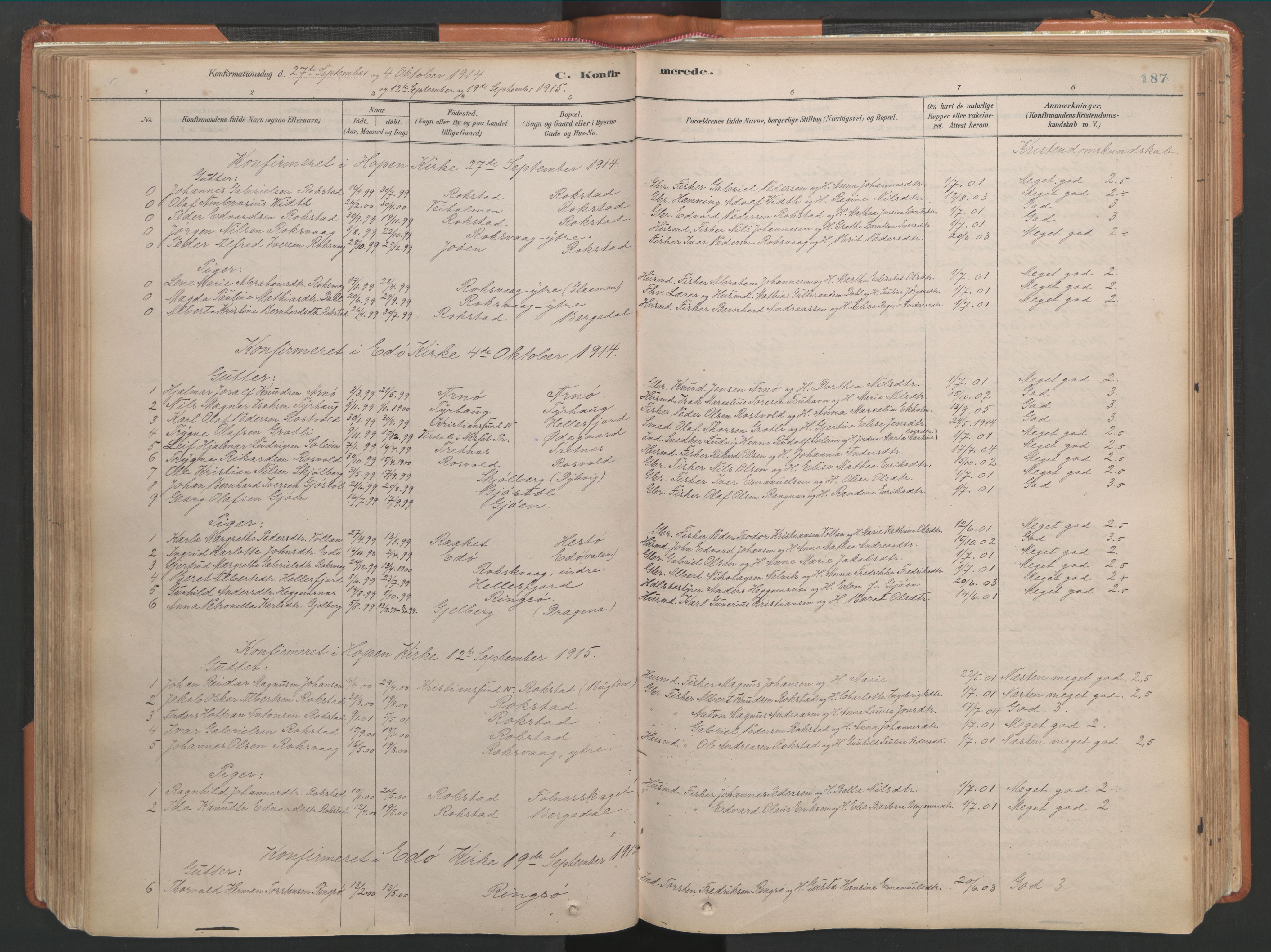 Ministerialprotokoller, klokkerbøker og fødselsregistre - Møre og Romsdal, AV/SAT-A-1454/581/L0941: Parish register (official) no. 581A09, 1880-1919, p. 187