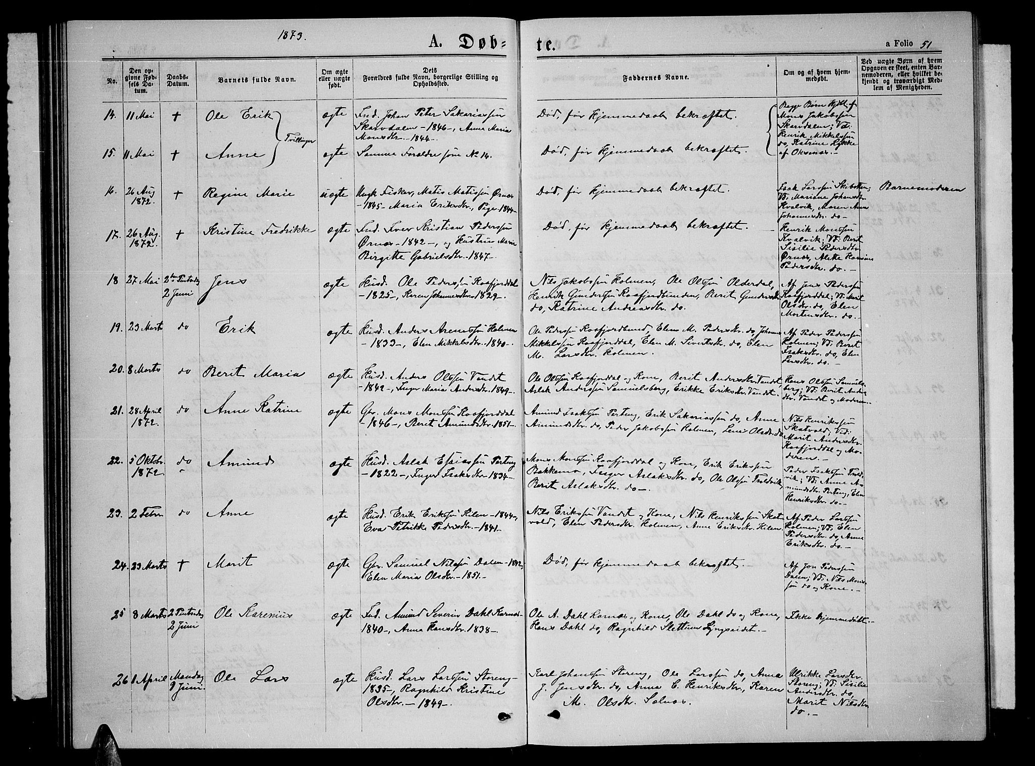 Lyngen sokneprestembete, AV/SATØ-S-1289/H/He/Heb/L0004klokker: Parish register (copy) no. 4, 1868-1878, p. 51