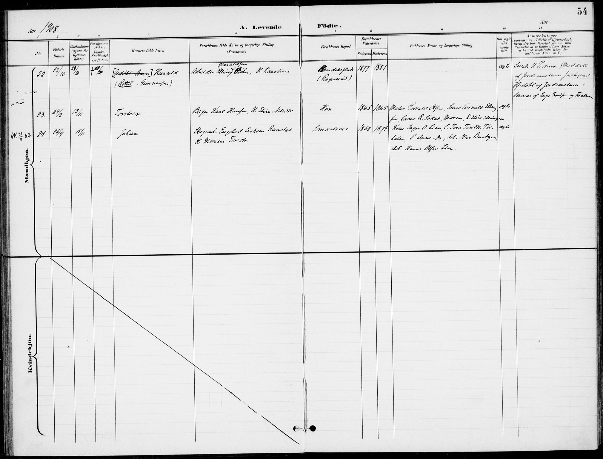 Ådal kirkebøker, AV/SAKO-A-248/F/Fb/L0002: Parish register (official) no. II 2, 1898-1917, p. 54