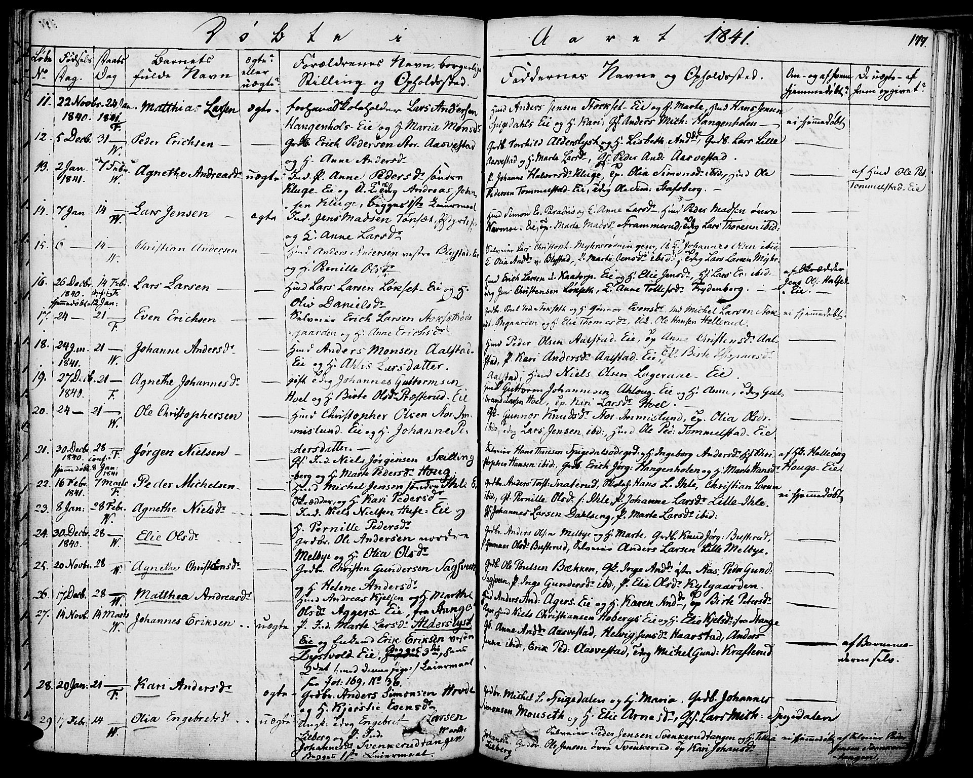 Vang prestekontor, Hedmark, AV/SAH-PREST-008/H/Ha/Haa/L0009: Parish register (official) no. 9, 1826-1841, p. 177