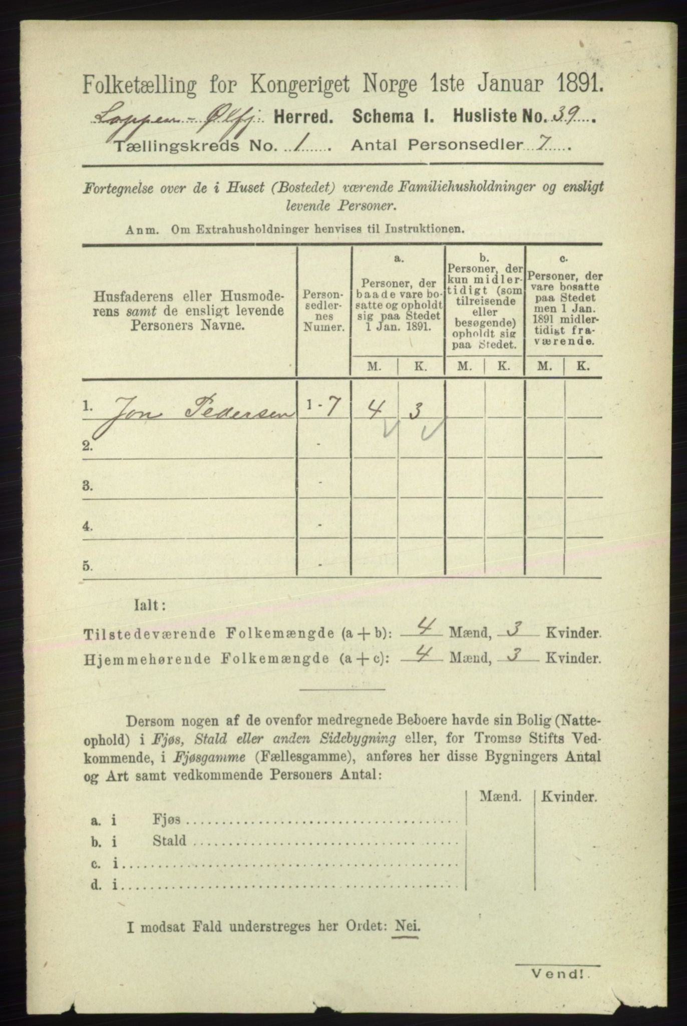 RA, 1891 census for 2014 Loppa, 1891, p. 57