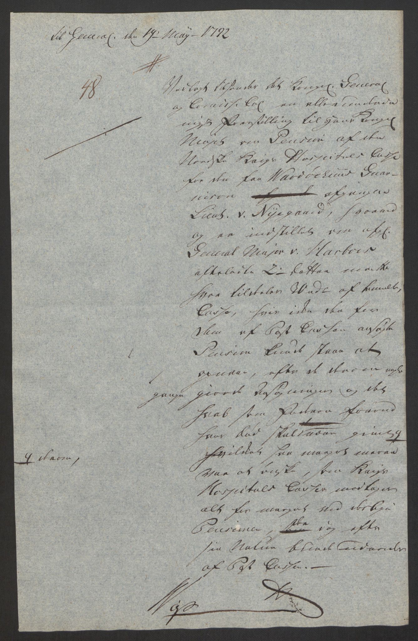 Forsvaret, Den norske kvesthuskasse/krigshospitalkasse, AV/RA-RAFA-1887/F/Fa/L0008: Konsepter, 1790-1793, p. 814