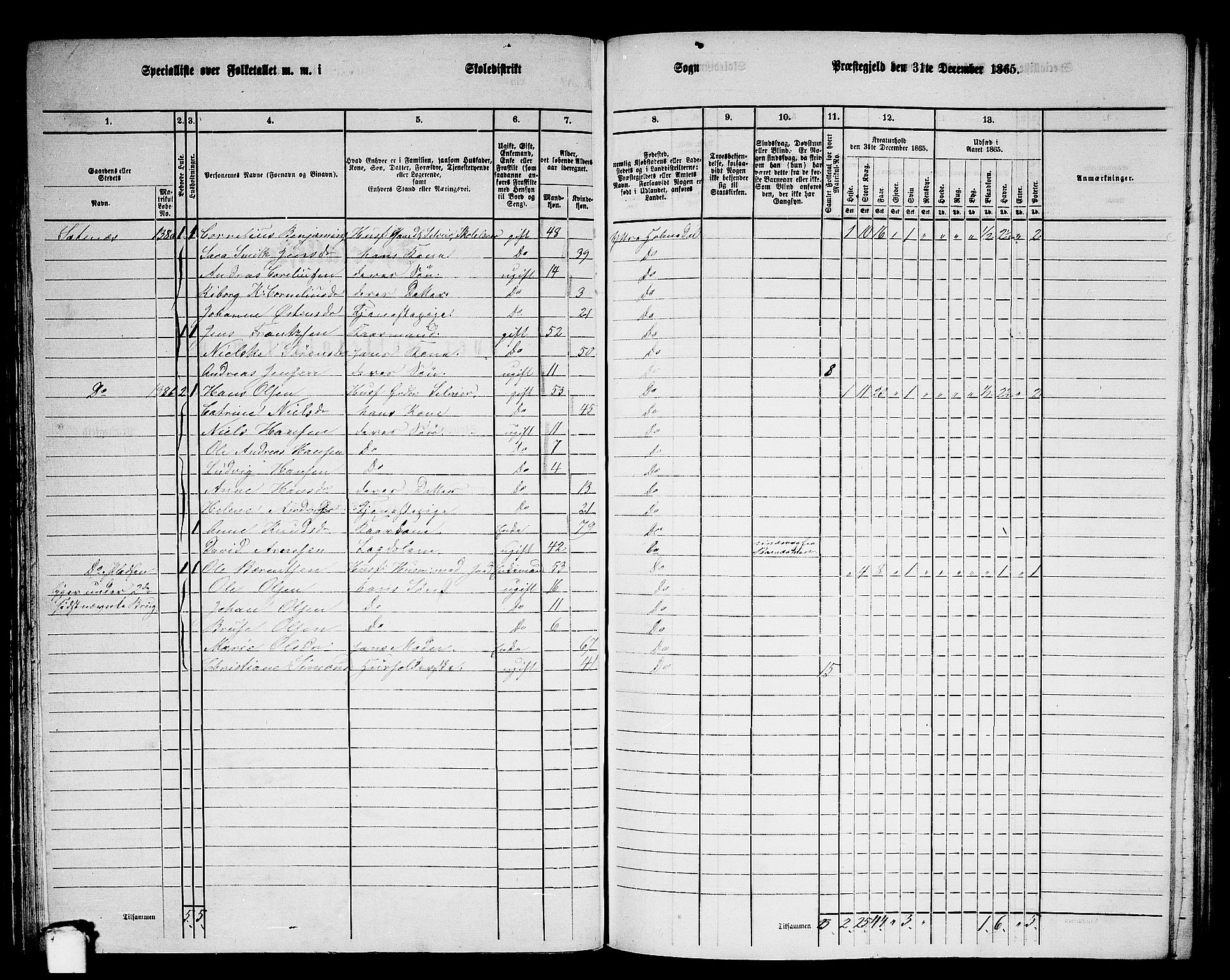 RA, 1865 census for Ytre Holmedal, 1865, p. 88