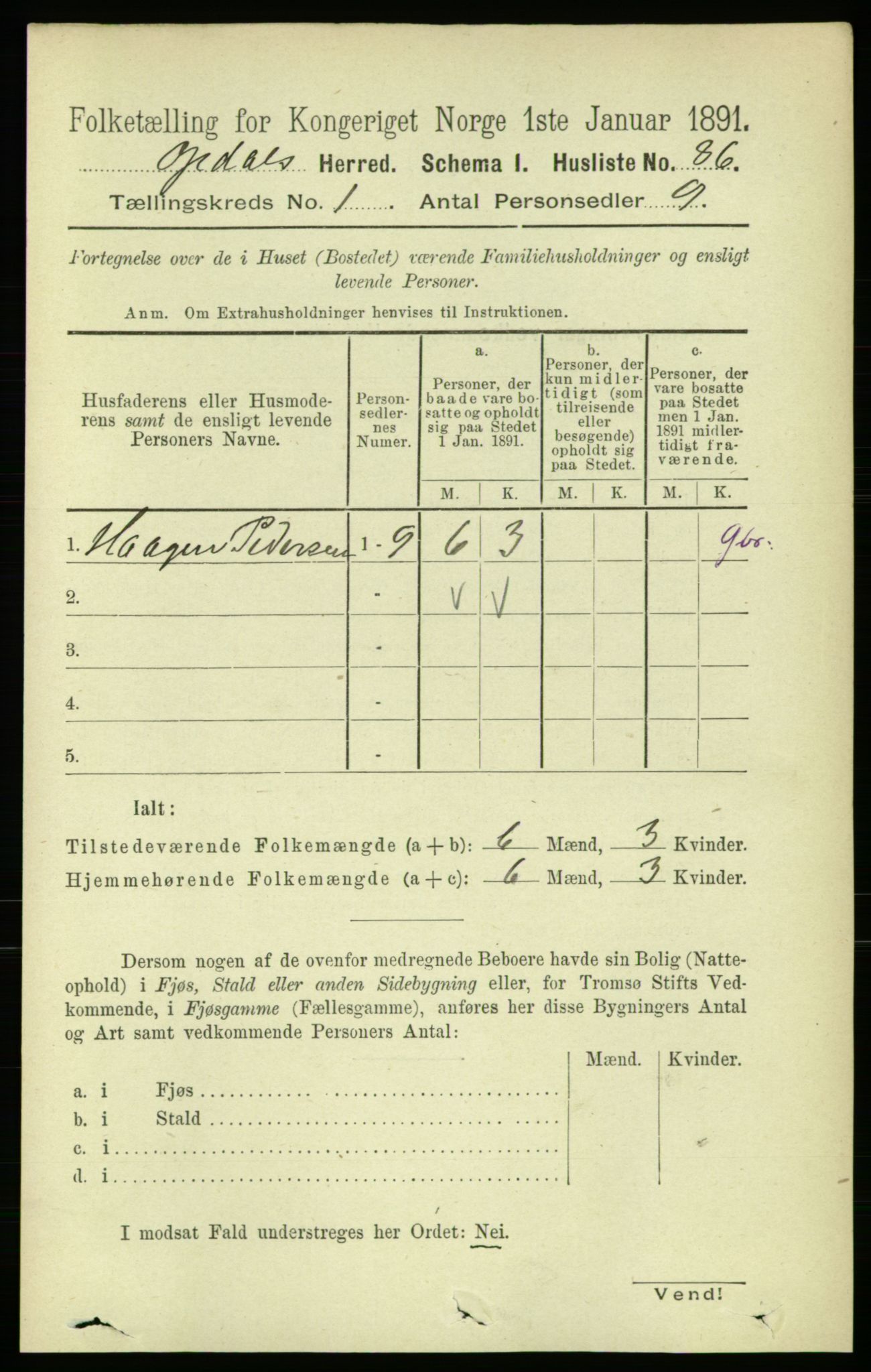 RA, 1891 census for 1634 Oppdal, 1891, p. 115