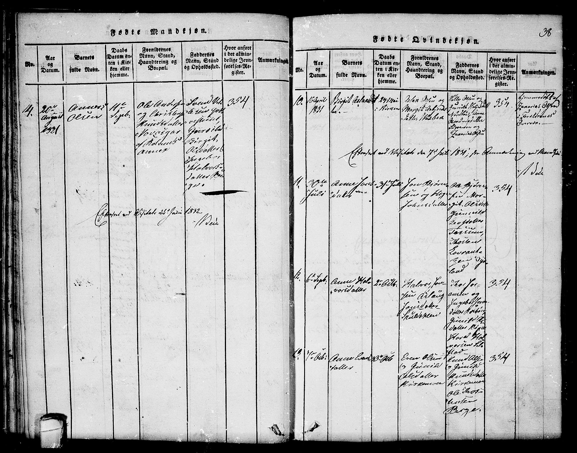 Seljord kirkebøker, SAKO/A-20/F/Fc/L0001: Parish register (official) no. III 1, 1815-1831, p. 38