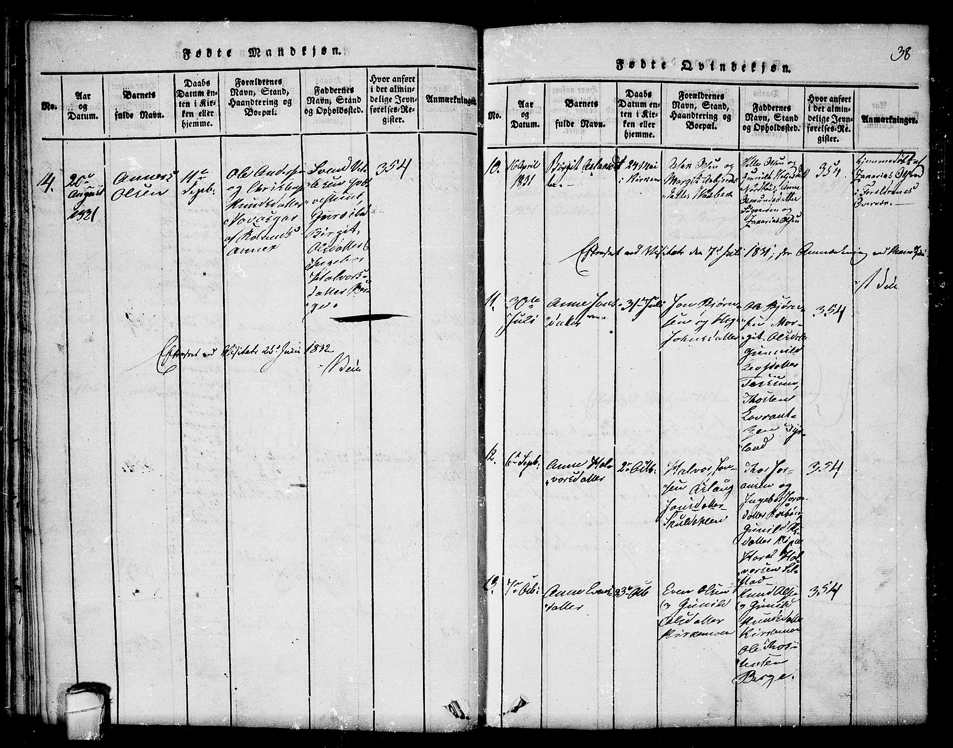 Seljord kirkebøker, AV/SAKO-A-20/F/Fc/L0001: Parish register (official) no. III 1, 1815-1831, p. 38