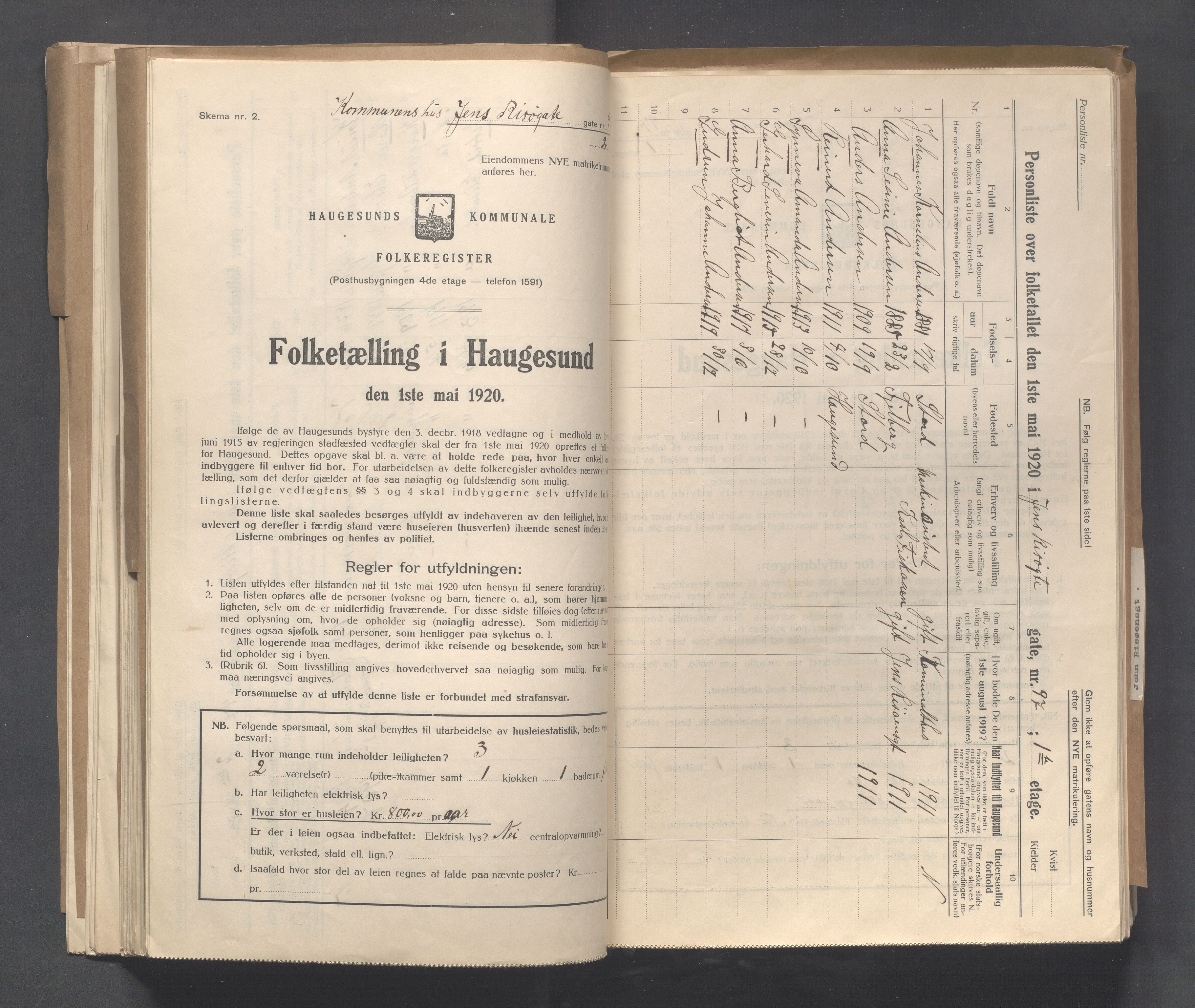 IKAR, Local census 1.5.1920 for Haugesund, 1920, p. 6432