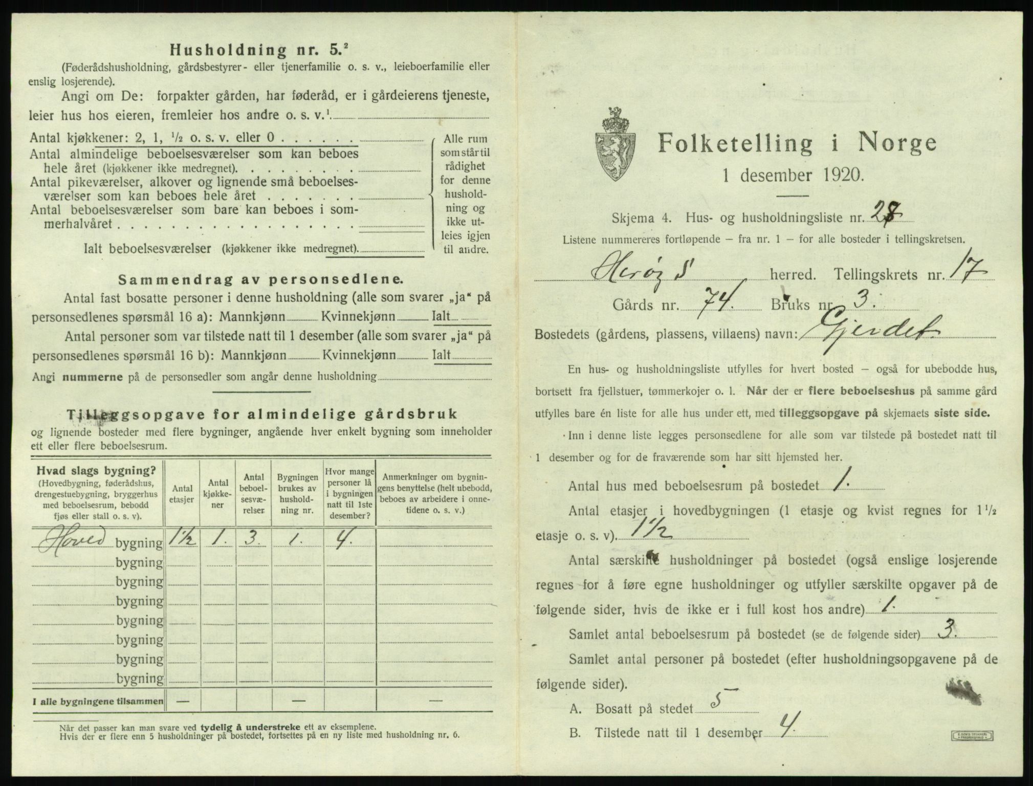 SAT, 1920 census for Herøy (MR), 1920, p. 1421