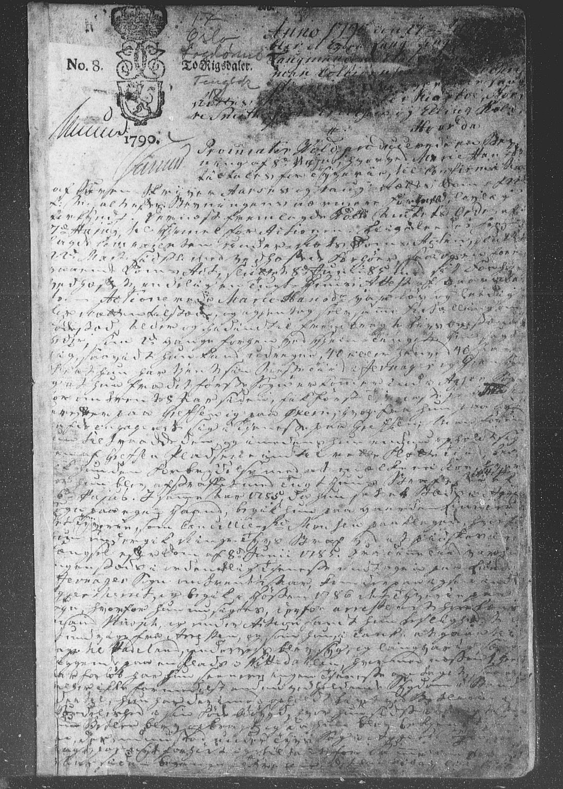 Christiania lagting, SAO/A-11131/F/Fa/L0018: Tingbok, 1790-1797, p. 1a