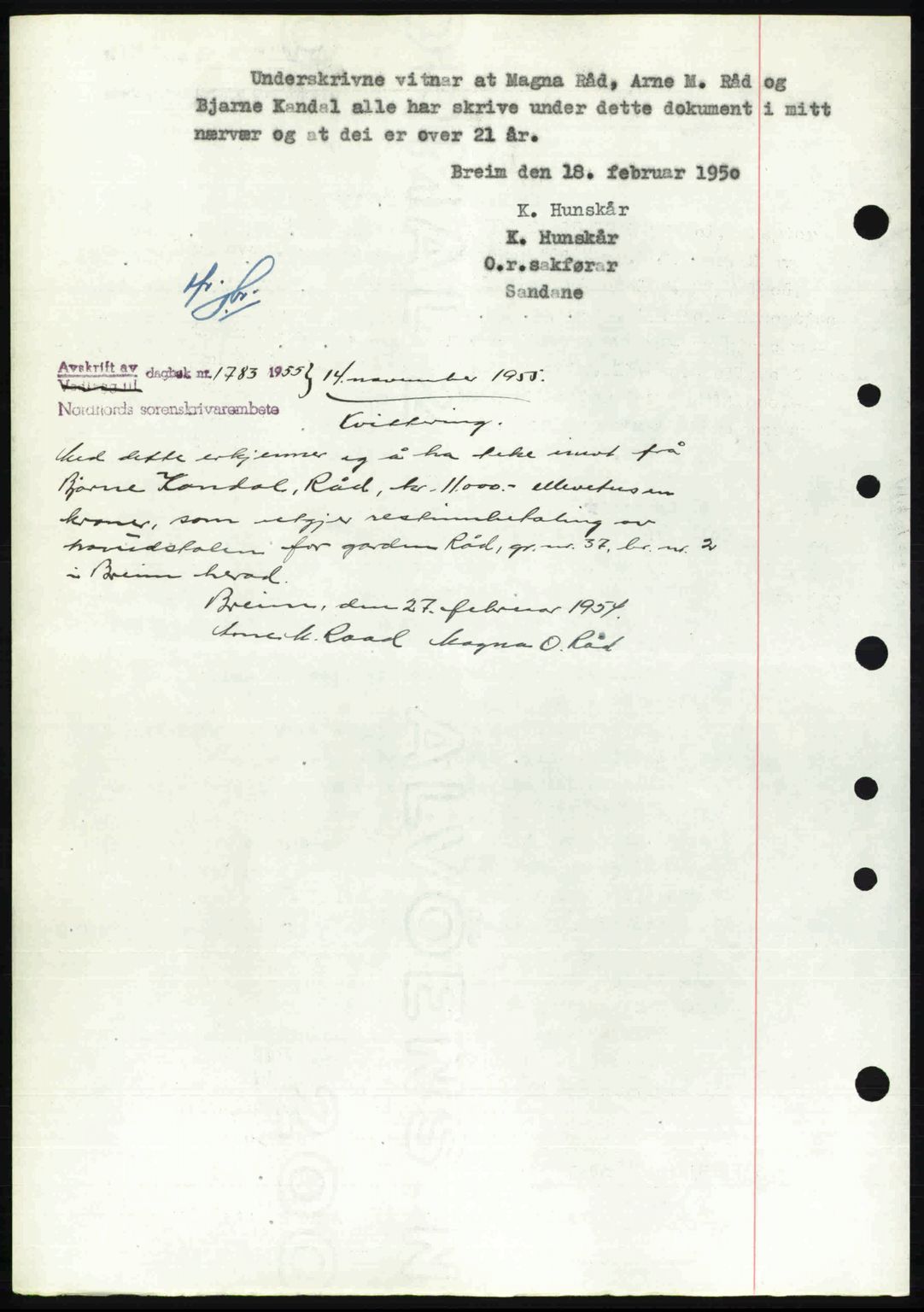 Nordfjord sorenskriveri, SAB/A-2801/02/02b/02bj/L0016a: Mortgage book no. A16 I, 1949-1950, Diary no: : 278/1950