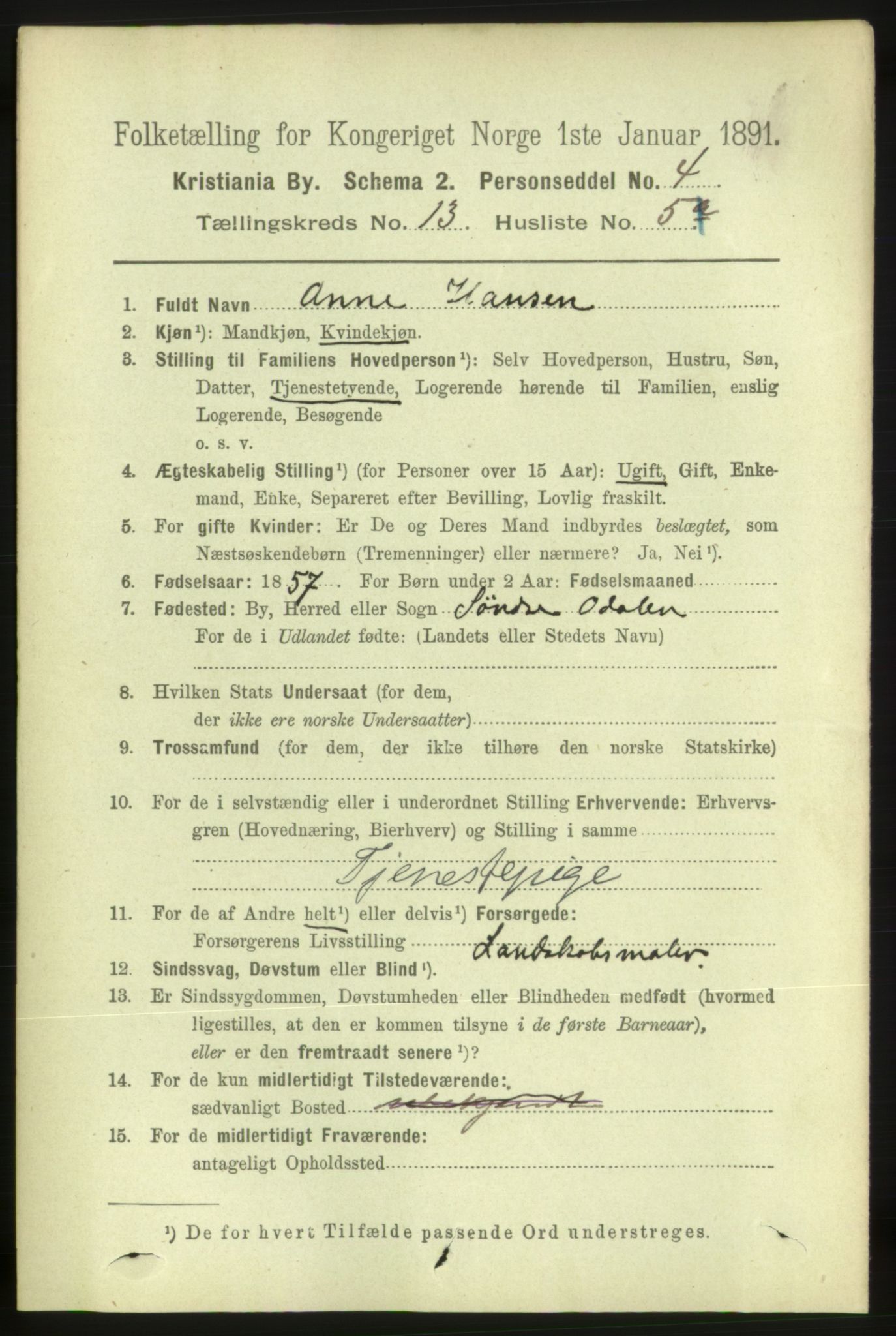 RA, 1891 census for 0301 Kristiania, 1891, p. 6064