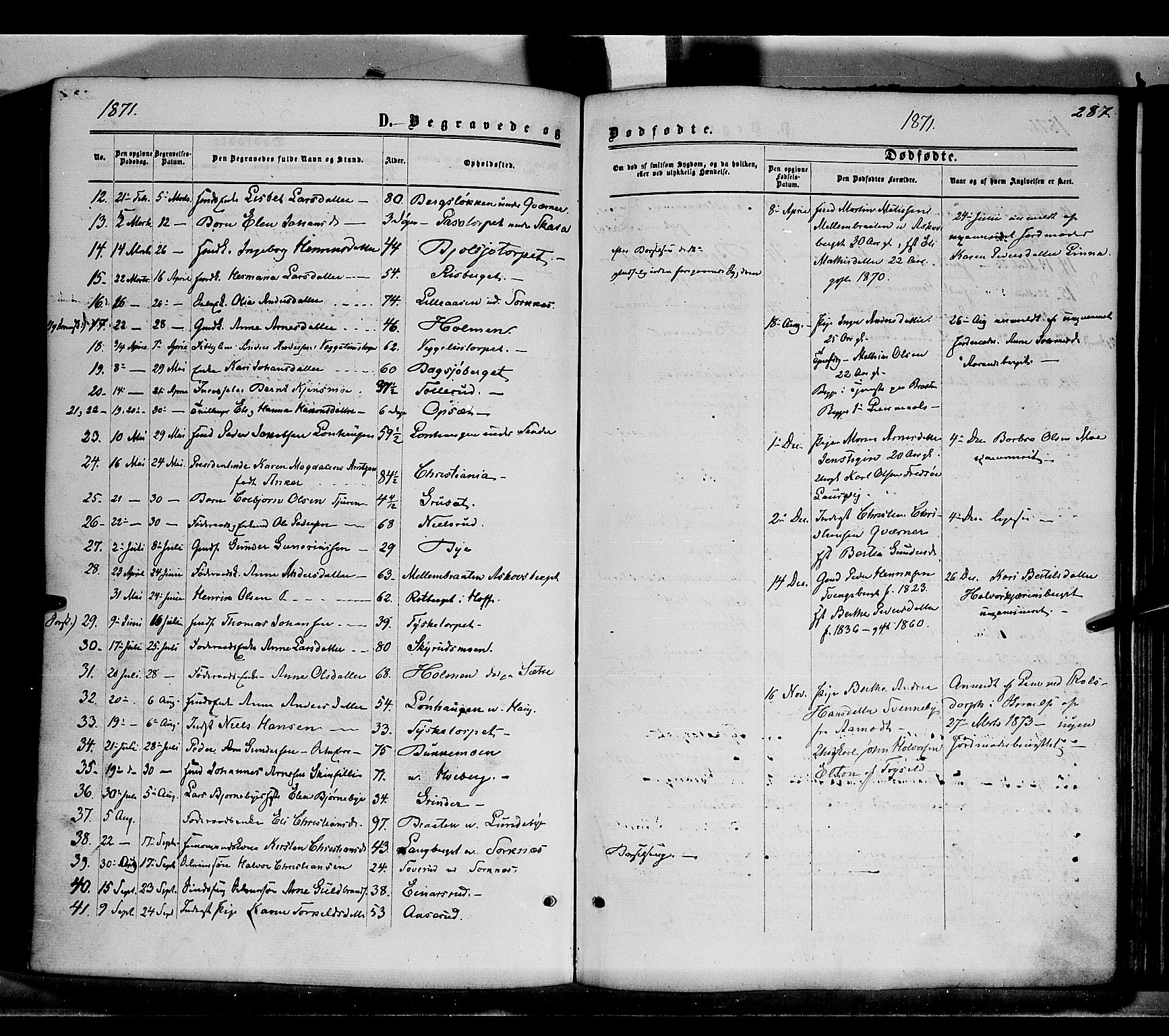 Grue prestekontor, SAH/PREST-036/H/Ha/Haa/L0010: Parish register (official) no. 10, 1864-1873, p. 287