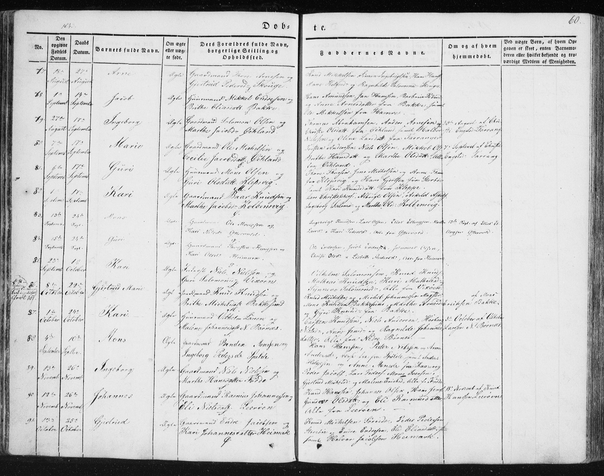 Sund sokneprestembete, SAB/A-99930: Parish register (official) no. A 13, 1835-1849, p. 60