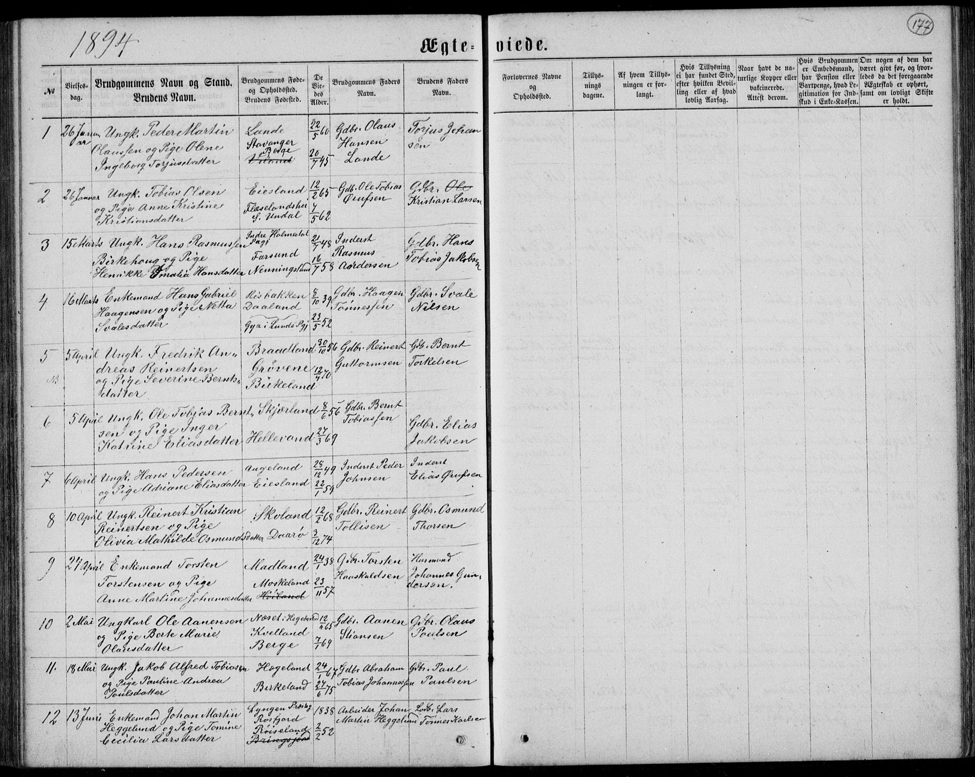 Lyngdal sokneprestkontor, AV/SAK-1111-0029/F/Fb/Fbc/L0004: Parish register (copy) no. B 4, 1878-1896, p. 177