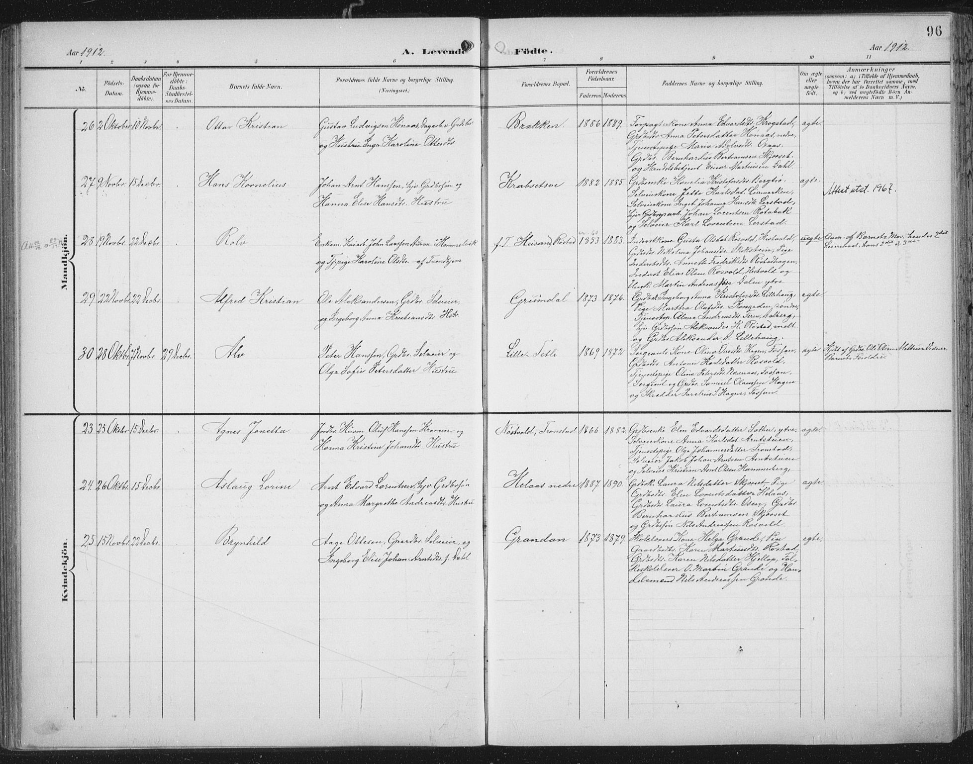 Ministerialprotokoller, klokkerbøker og fødselsregistre - Nord-Trøndelag, SAT/A-1458/701/L0011: Parish register (official) no. 701A11, 1899-1915, p. 96