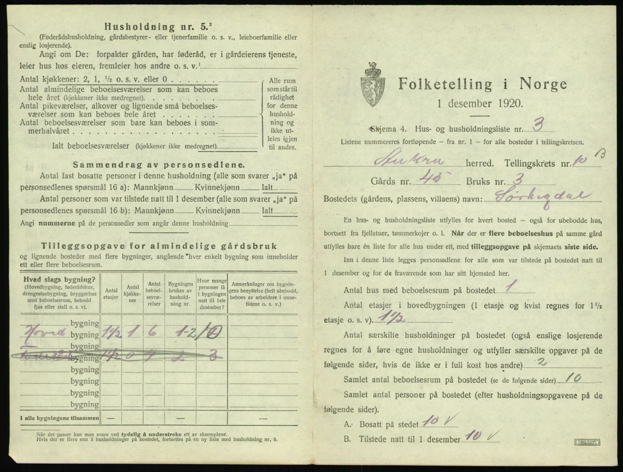 SAT, 1920 census for Aukra, 1920, p. 673