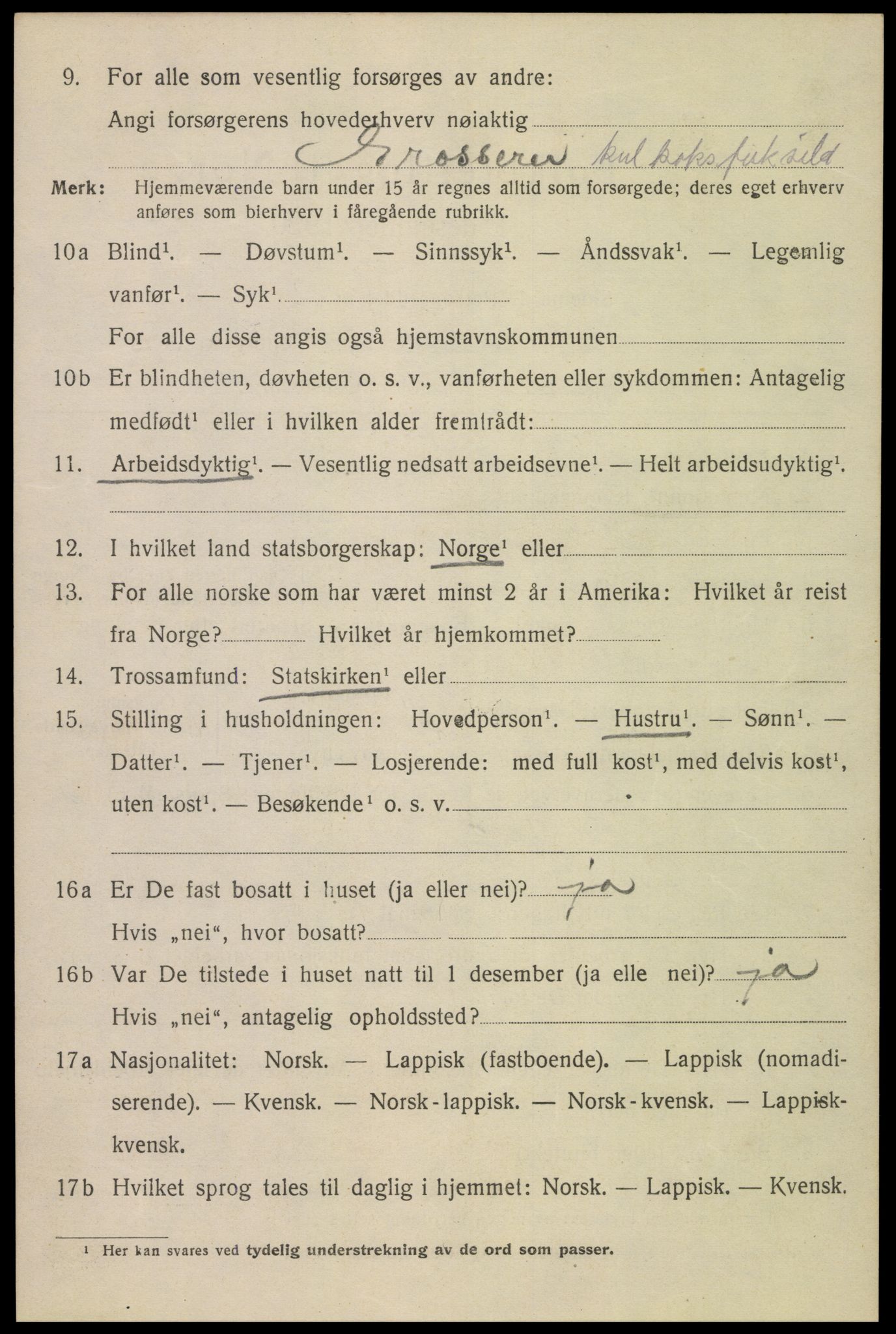 SAT, 1920 census for Narvik, 1920, p. 5787