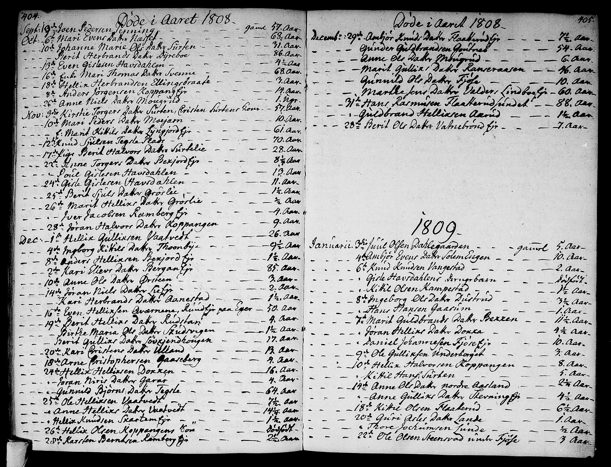 Flesberg kirkebøker, SAKO/A-18/F/Fa/L0004: Parish register (official) no. I 4, 1788-1815, p. 404-405