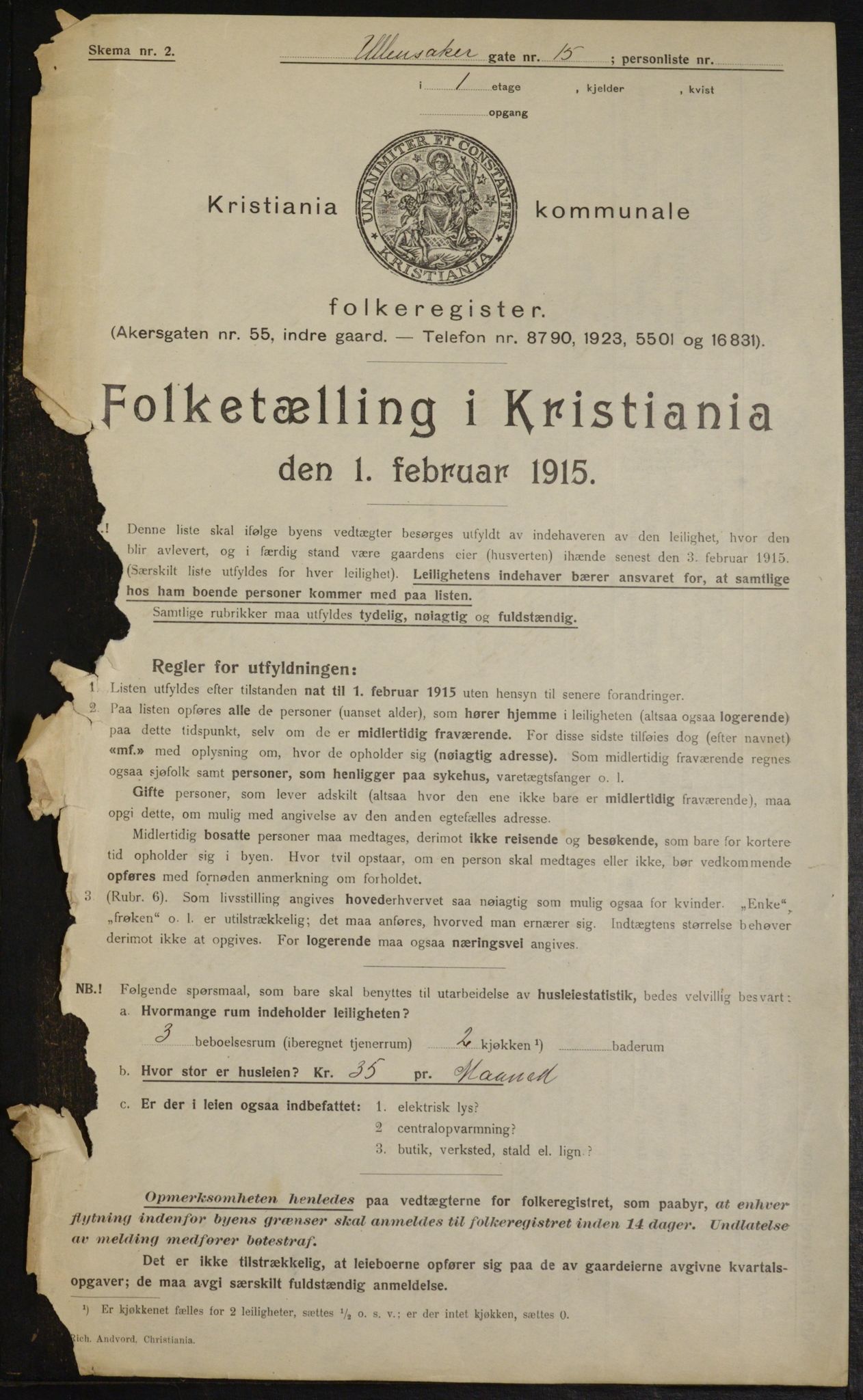 OBA, Municipal Census 1915 for Kristiania, 1915, p. 119450