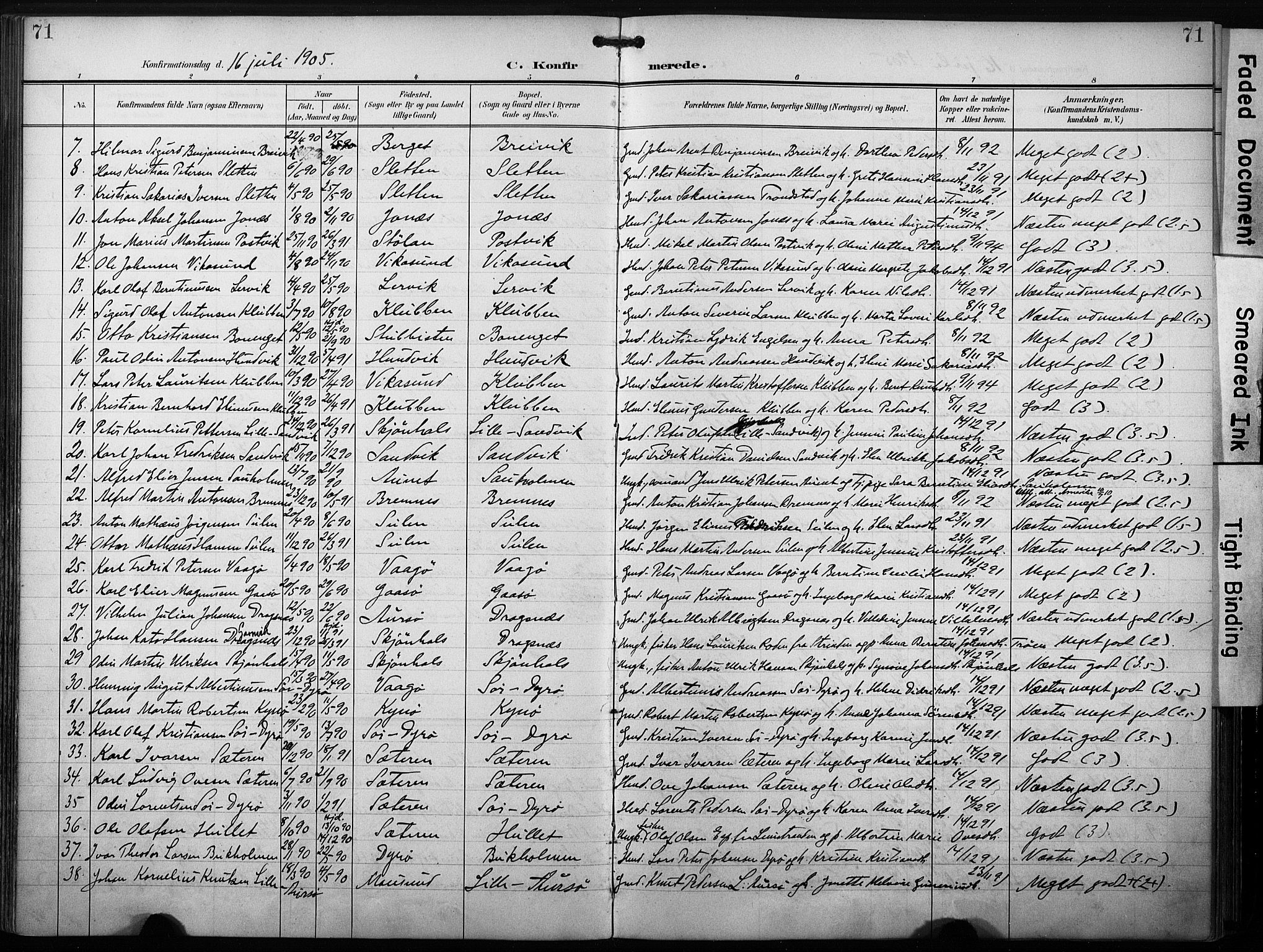 Ministerialprotokoller, klokkerbøker og fødselsregistre - Sør-Trøndelag, SAT/A-1456/640/L0580: Parish register (official) no. 640A05, 1902-1910, p. 71