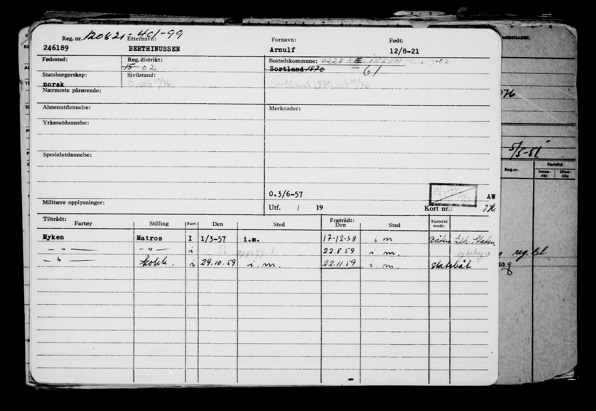 Direktoratet for sjømenn, RA/S-3545/G/Gb/L0197: Hovedkort, 1921, p. 27