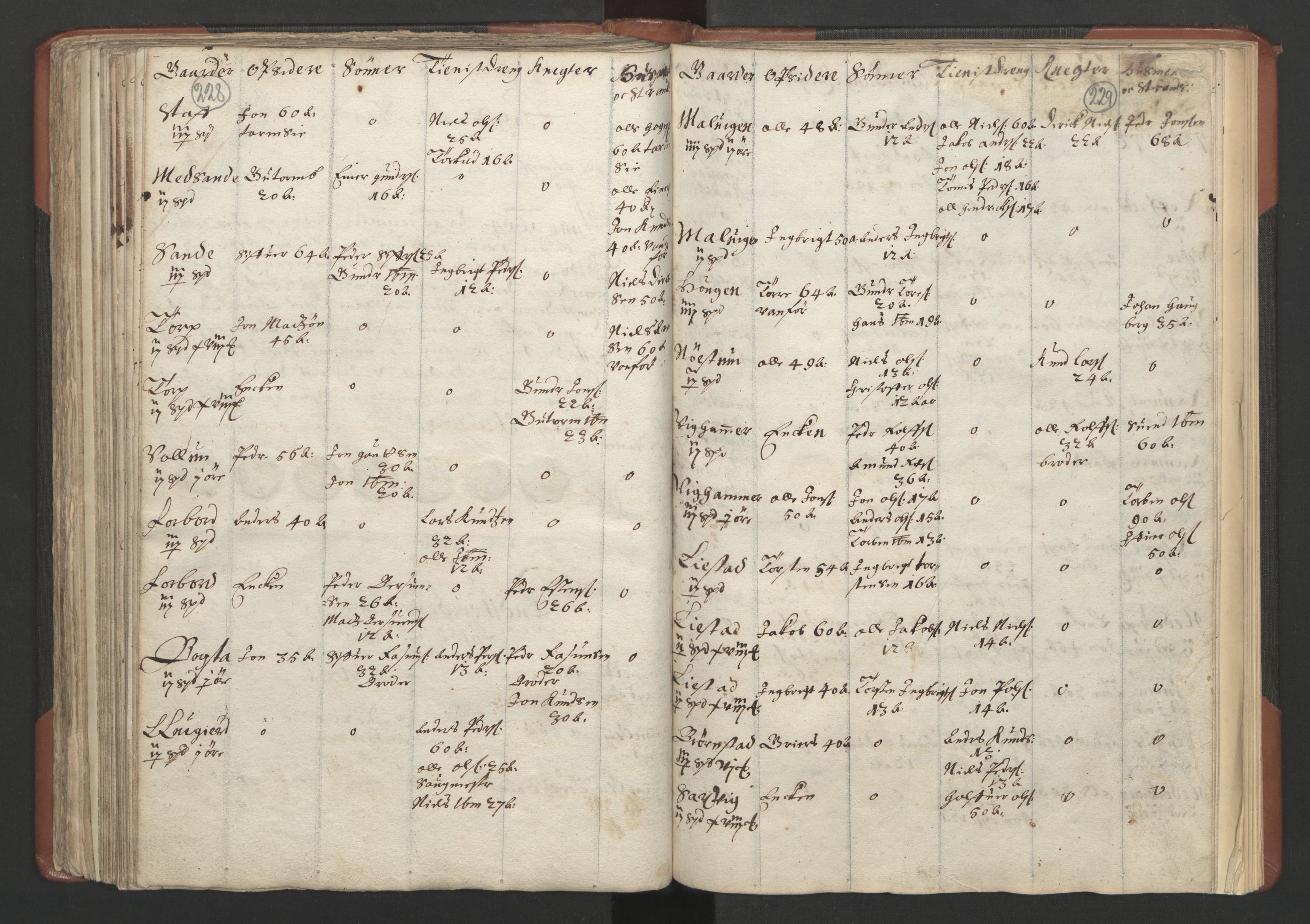 RA, Bailiff's Census 1664-1666, no. 18: Gauldal fogderi, Strinda fogderi and Orkdal fogderi, 1664, p. 228-229