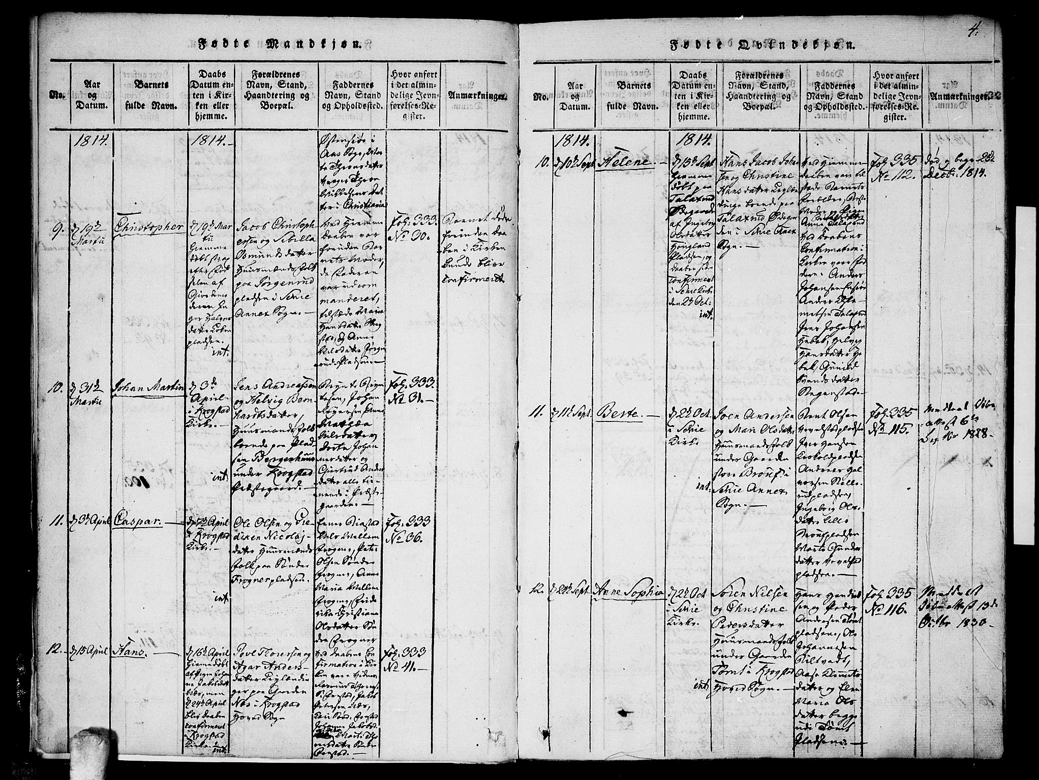 Kråkstad prestekontor Kirkebøker, AV/SAO-A-10125a/F/Fa/L0003: Parish register (official) no. I 3, 1813-1824, p. 4