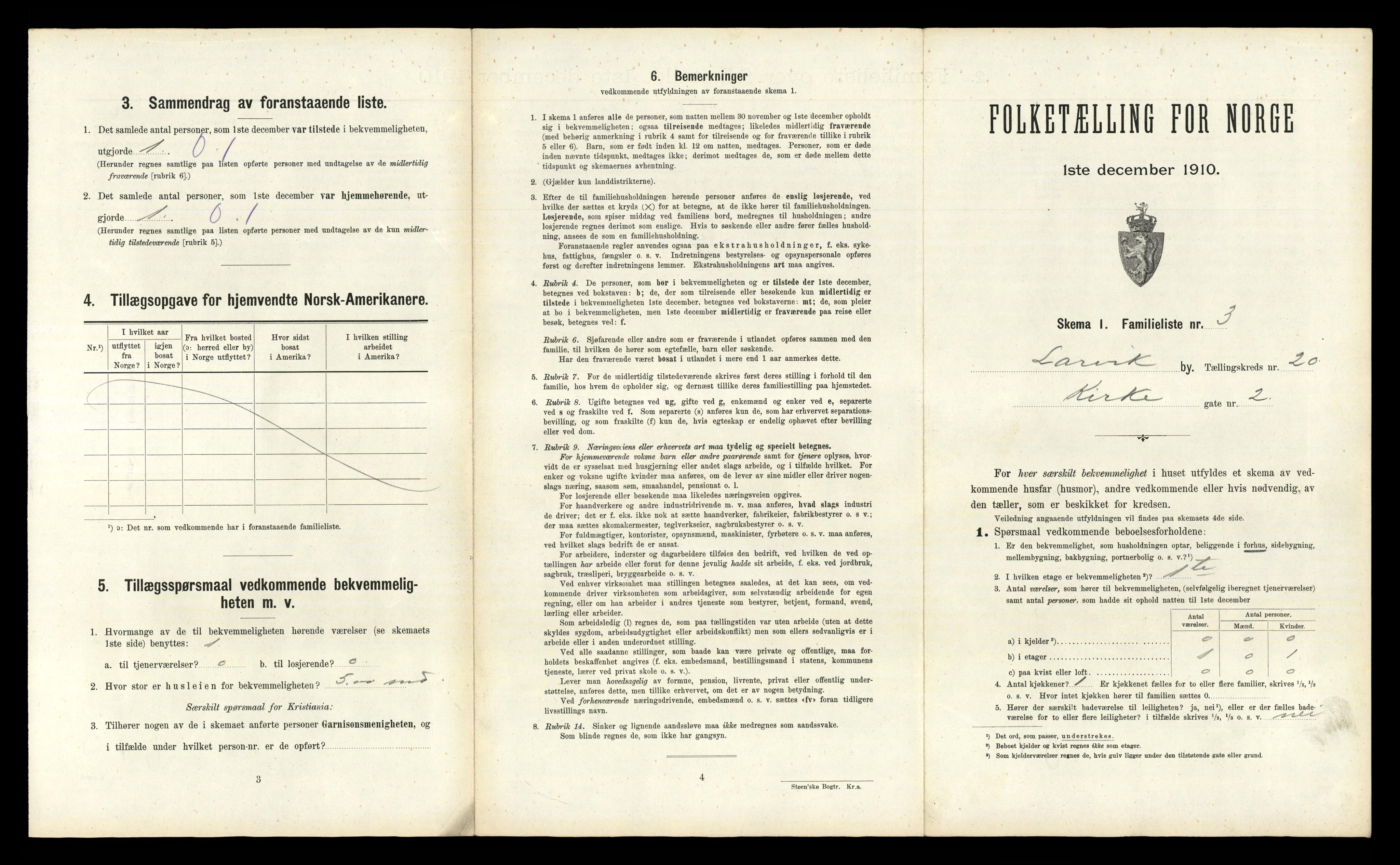 RA, 1910 census for Larvik, 1910, p. 6325