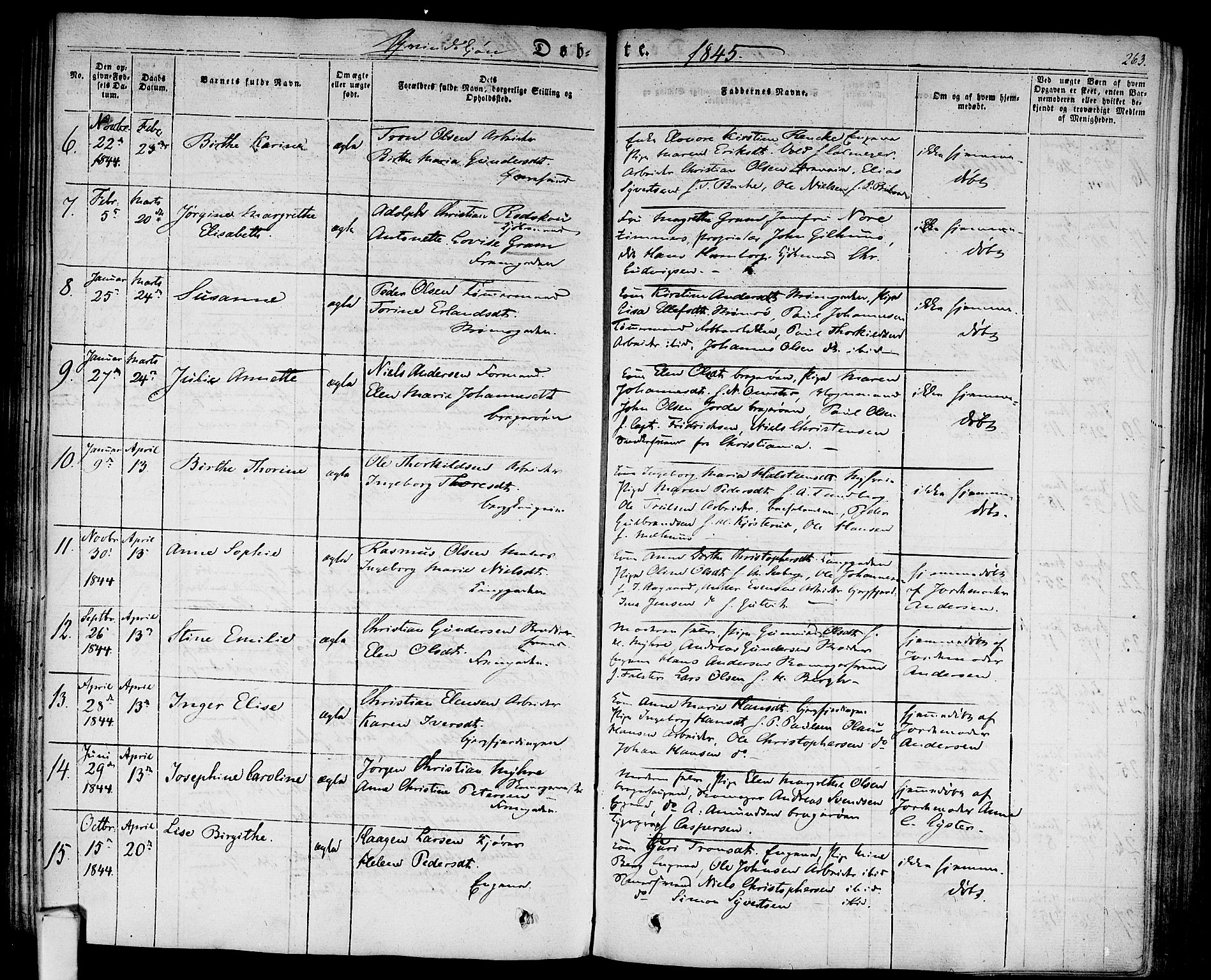 Bragernes kirkebøker, AV/SAKO-A-6/F/Fb/L0001: Parish register (official) no. II 1, 1830-1847, p. 263