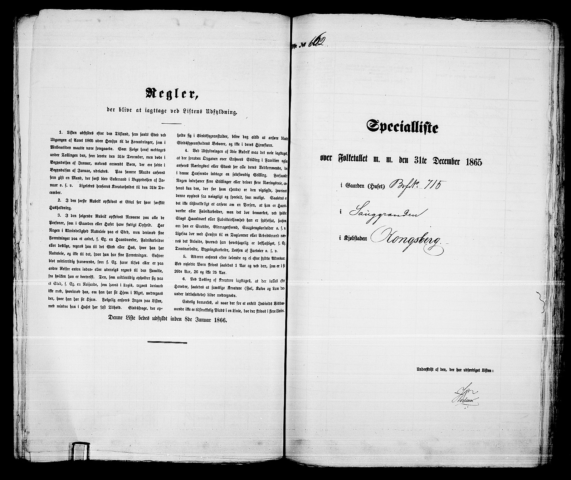 RA, 1865 census for Kongsberg/Kongsberg, 1865, p. 1352