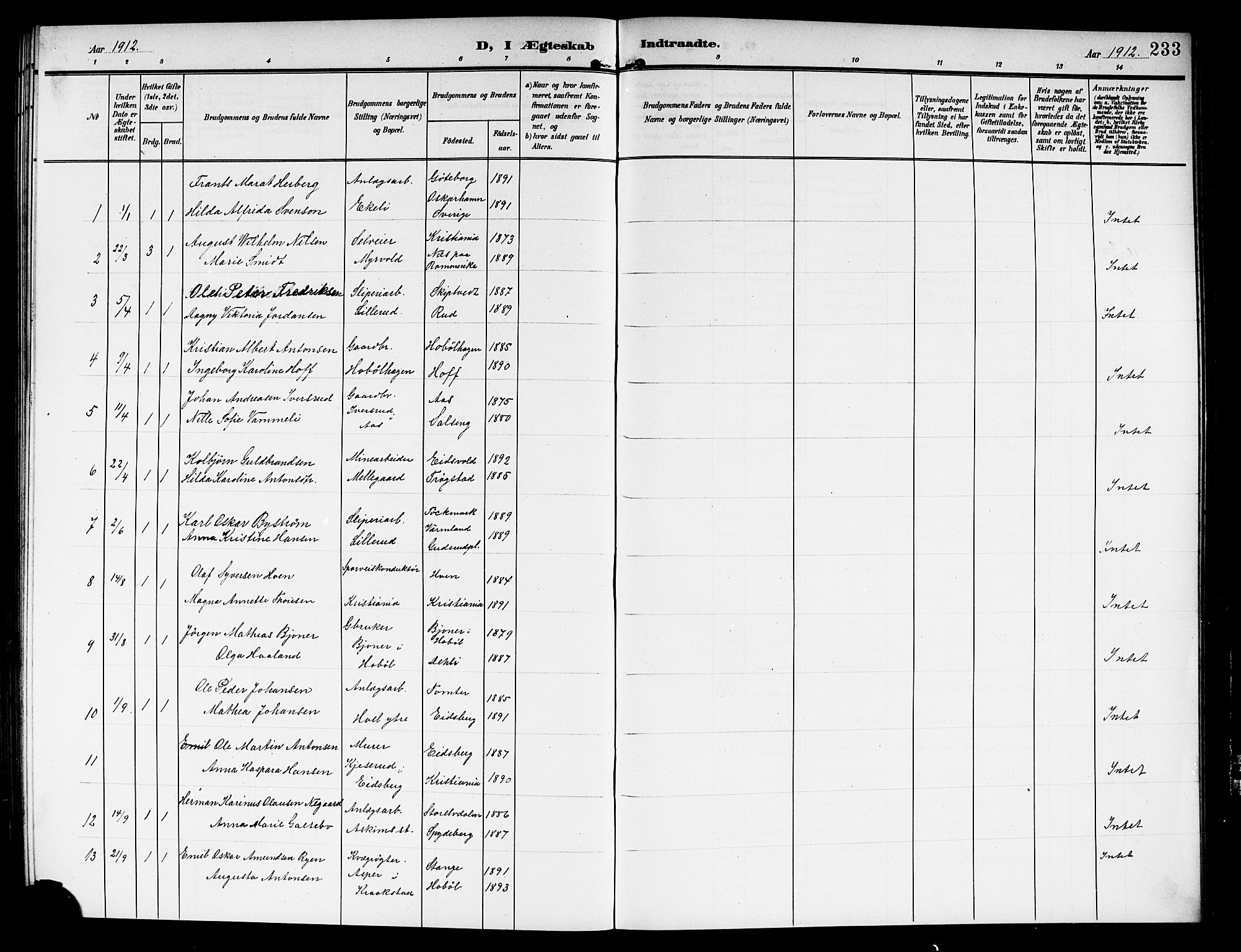 Askim prestekontor Kirkebøker, SAO/A-10900/G/Ga/L0002: Parish register (copy) no. 2, 1903-1921, p. 233