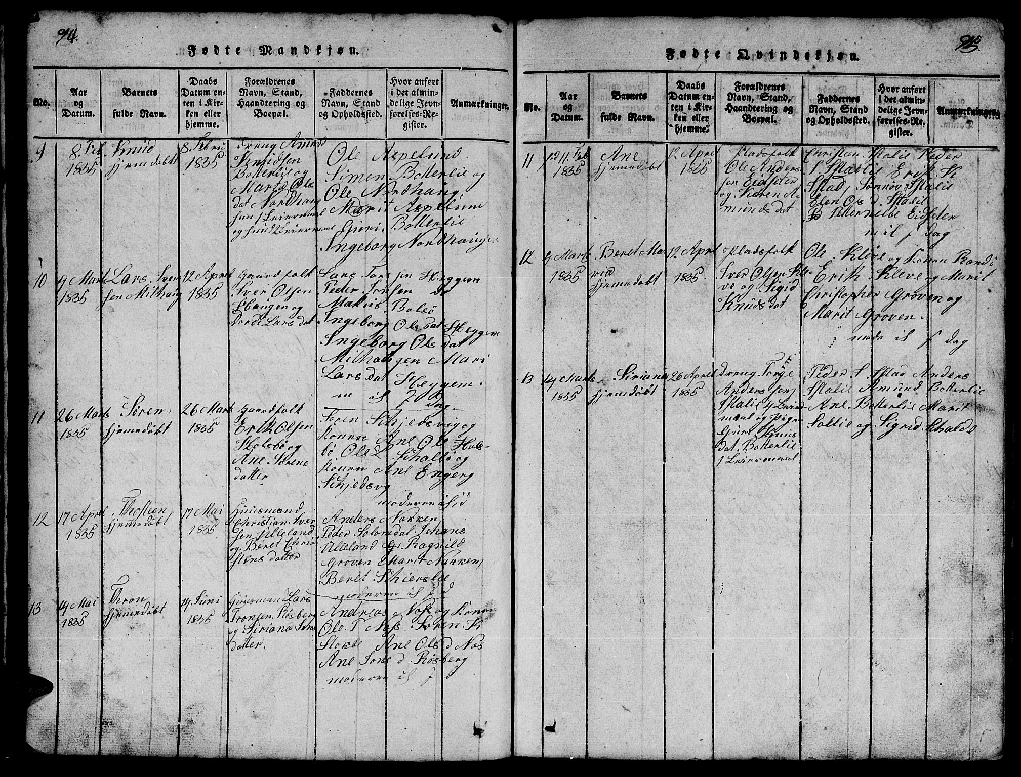 Ministerialprotokoller, klokkerbøker og fødselsregistre - Møre og Romsdal, AV/SAT-A-1454/557/L0683: Parish register (copy) no. 557C01, 1818-1862, p. 94-95