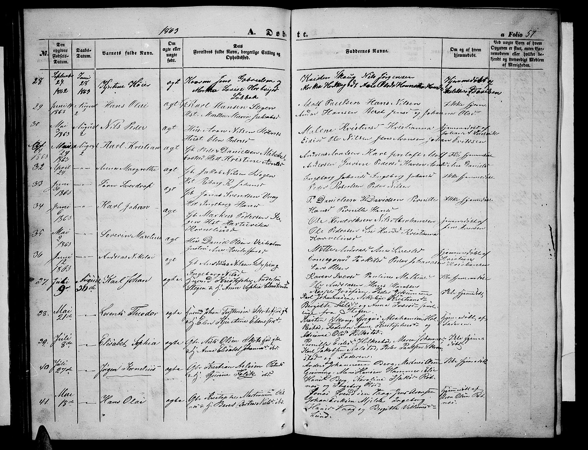 Ministerialprotokoller, klokkerbøker og fødselsregistre - Nordland, SAT/A-1459/855/L0814: Parish register (copy) no. 855C03, 1851-1864, p. 57