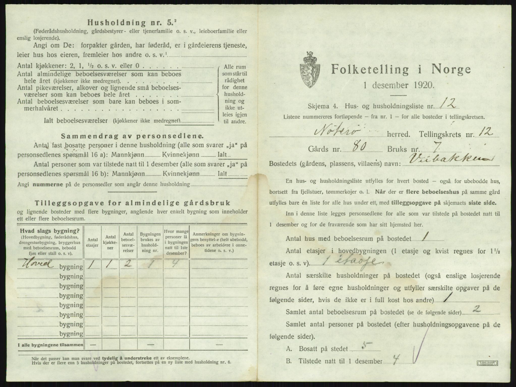 SAKO, 1920 census for Nøtterøy, 1920, p. 2475
