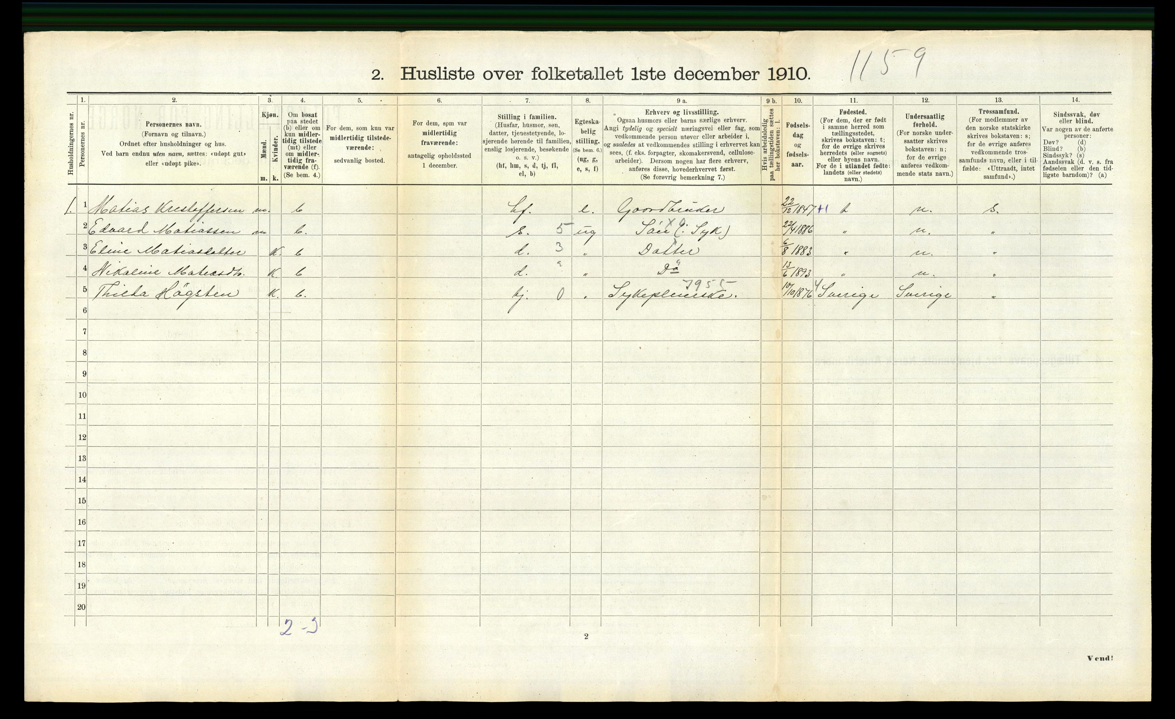 RA, 1910 census for Hemne, 1910, p. 476